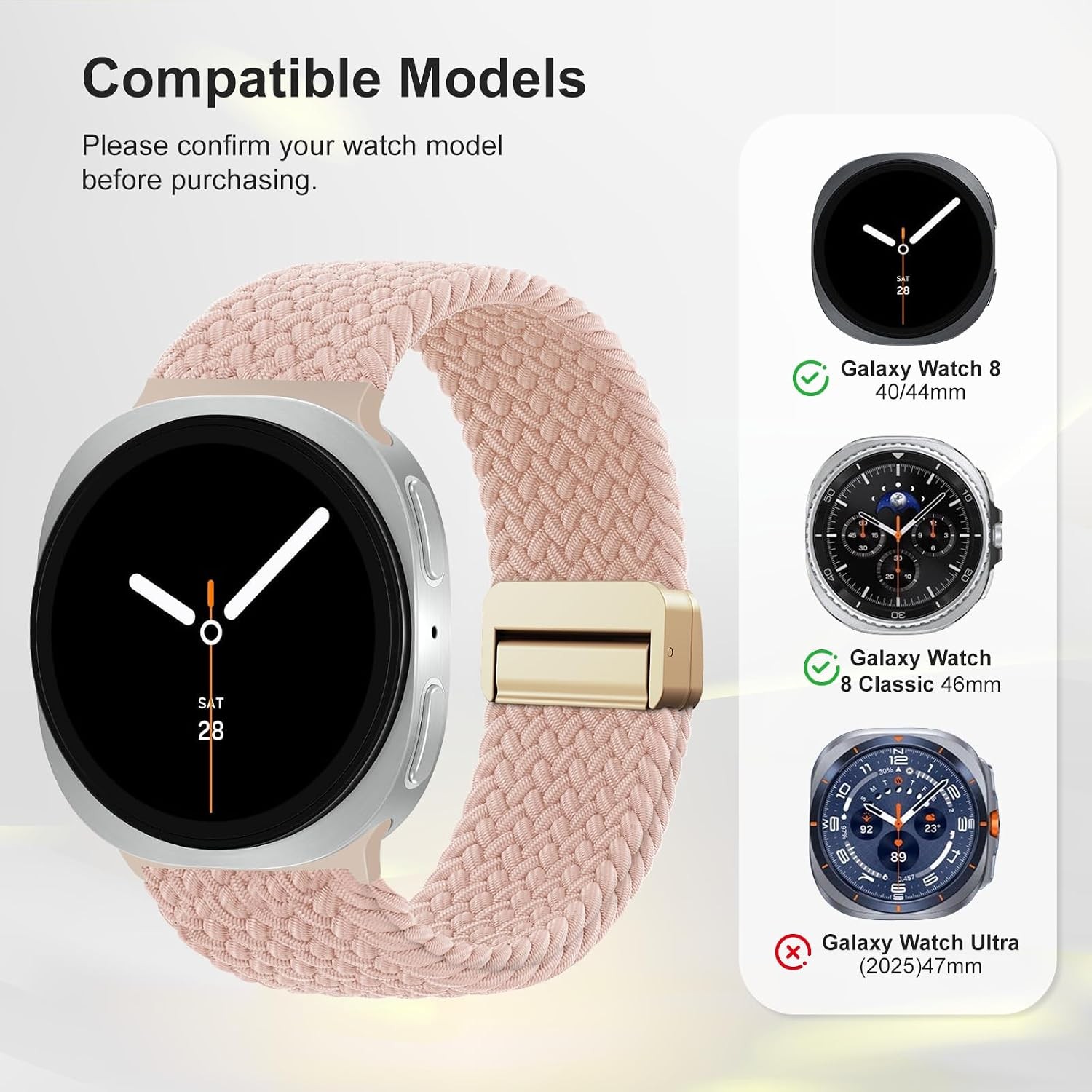 4 Pack Nylon Bands for Samsung Galaxy Watch 9/8 40 44mm & 8 Classic 46mm