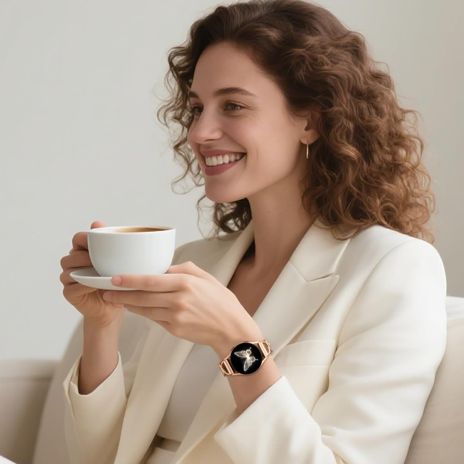 Brown Leather Band with X-Shape Design for Samsung Galaxy Watch 7 40mm 44mm