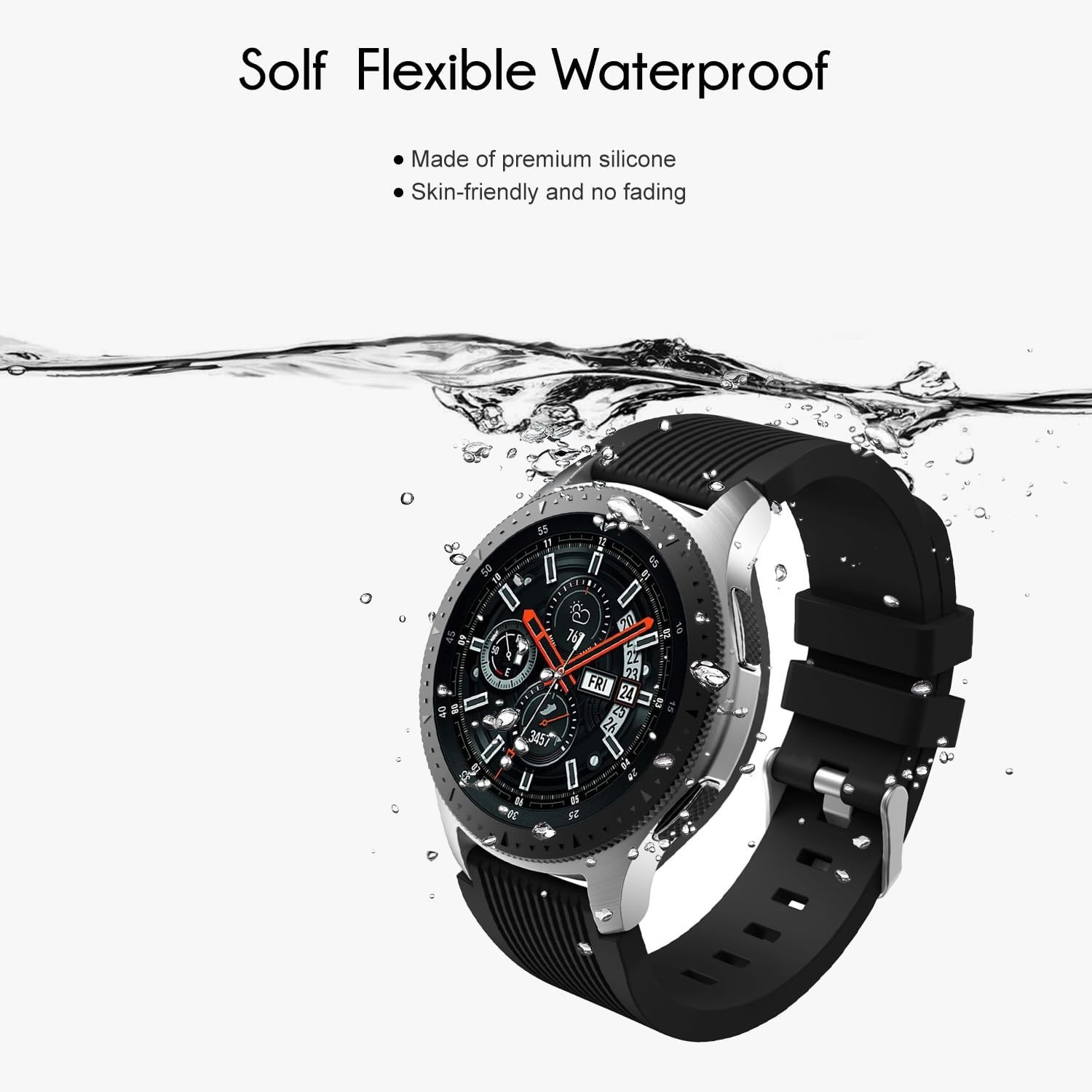 Silicone Band 2 Pack for Galaxy Watch 46mm, Gear S3 Frontier, Galaxy Watch 3 45m