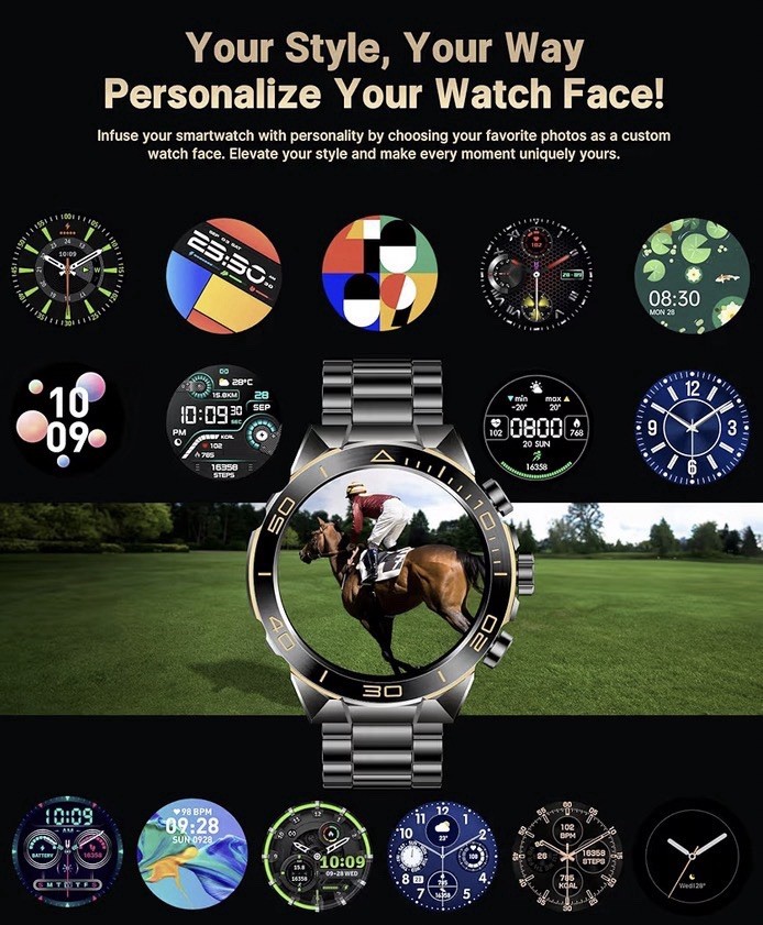 Mens Luxury Smart Watch for iPhone/Android,1.43″ AMOLED HD Screen,$150 On Amazon