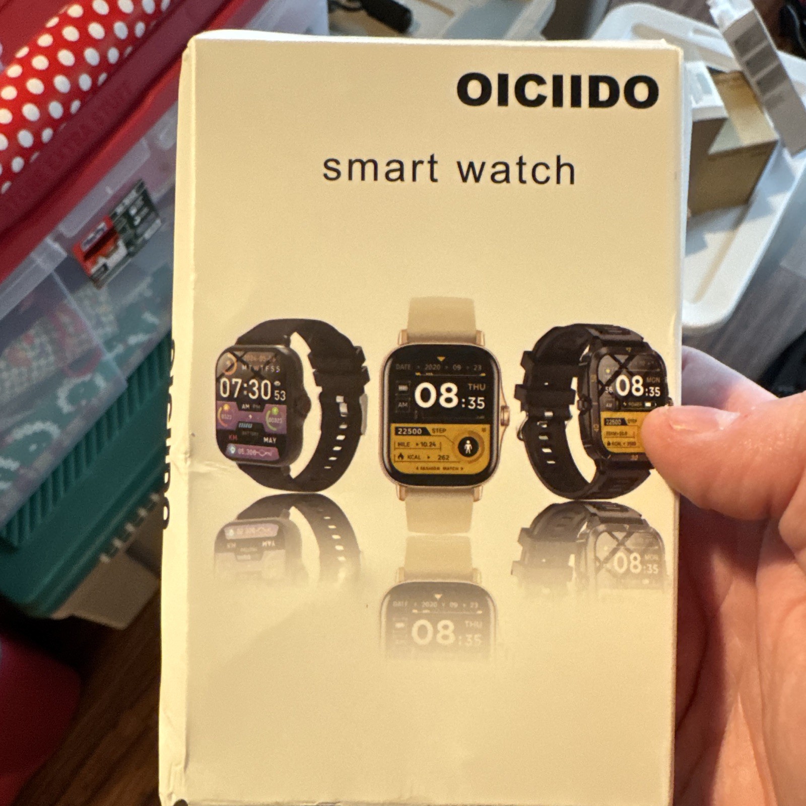 OICIIDO Smart Watch 44mm Black Metal Case Silicone Band Touch Fitness 4GB