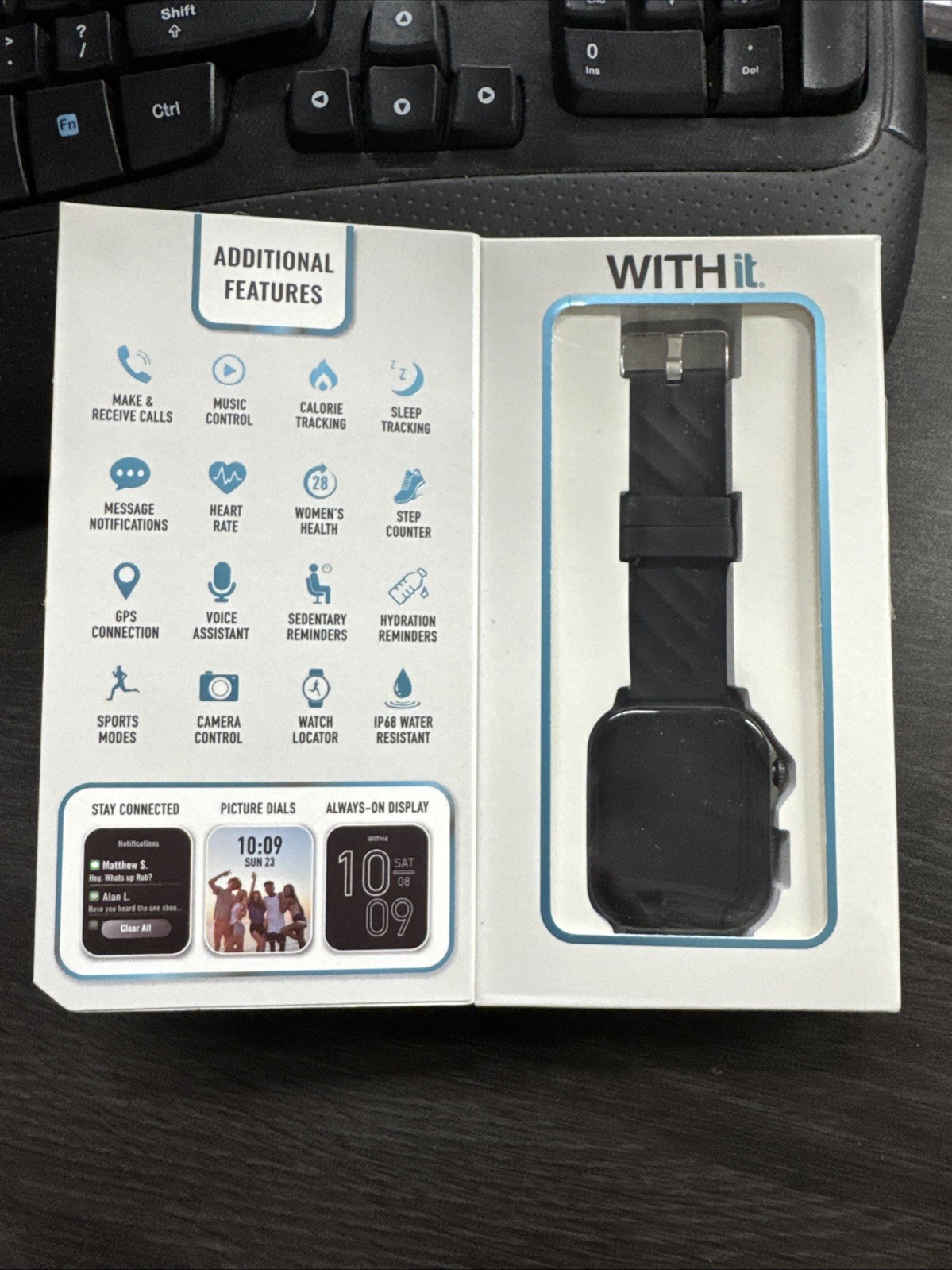 WITHit Giga HD Amoled Touchscreen Smartwatch NEW OPEN BOX Black