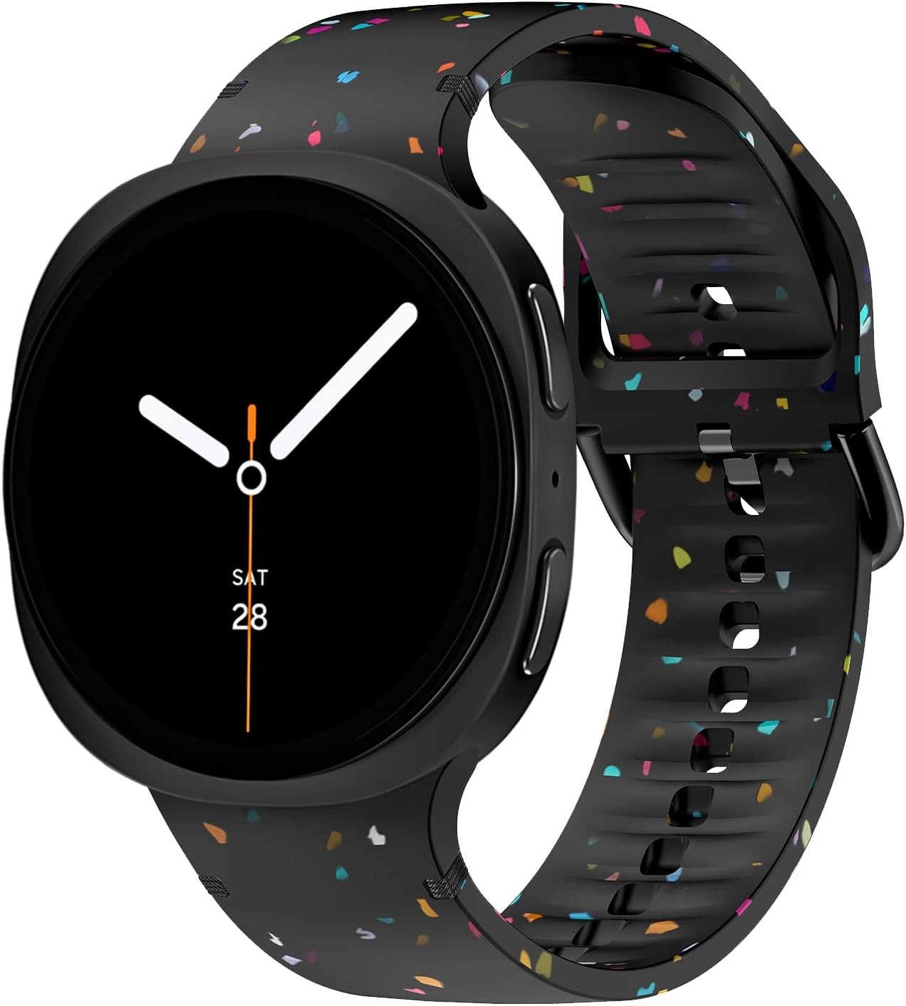 Samsung Galaxy Watch 8 40mm 44mm Black Silicone Strap, Gapless Design