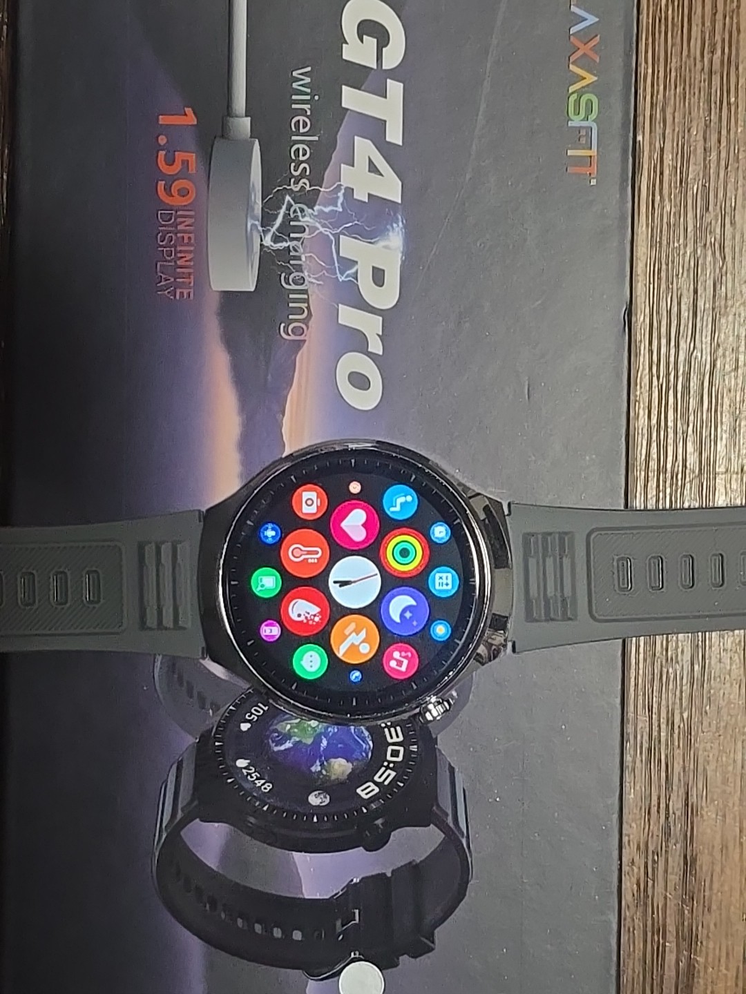 New! GT4 PRO Smartwatch- 1.59″ Display-Android OS-2 Bands/black & SS