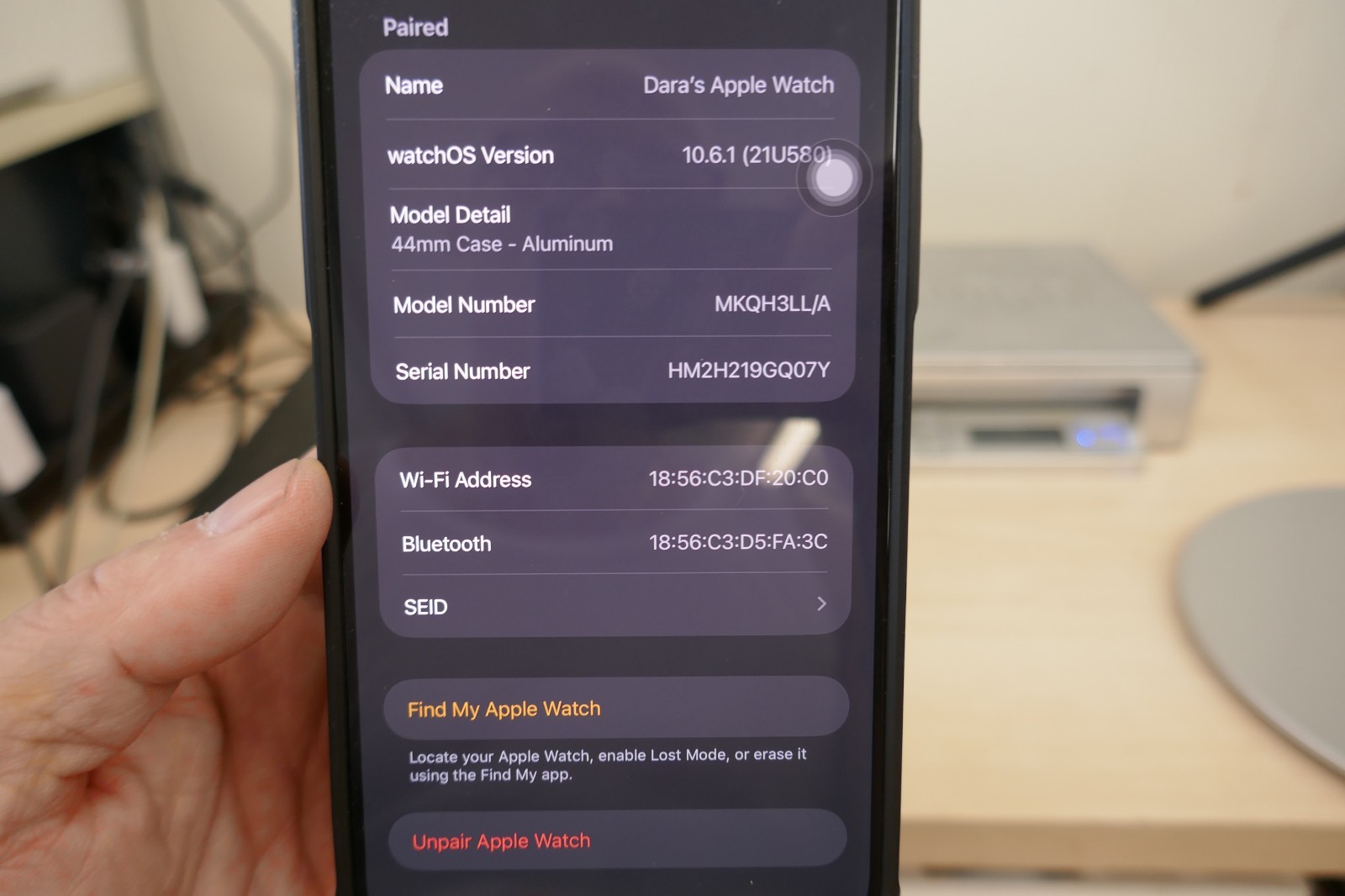 Apple Watch SE (1st Gen) 44mm Space Gray – Excellent Condition, 91% Battery Heal