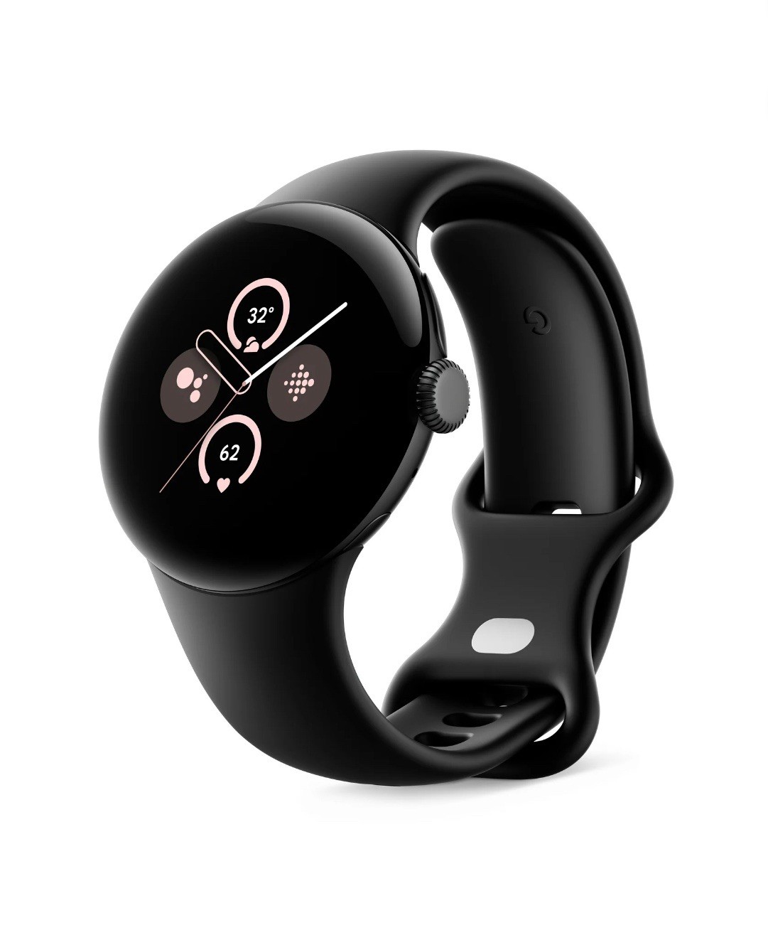 Google Pixel Watch 2 41mm Matte Black Aluminum Case with Obsidian Black Silicone