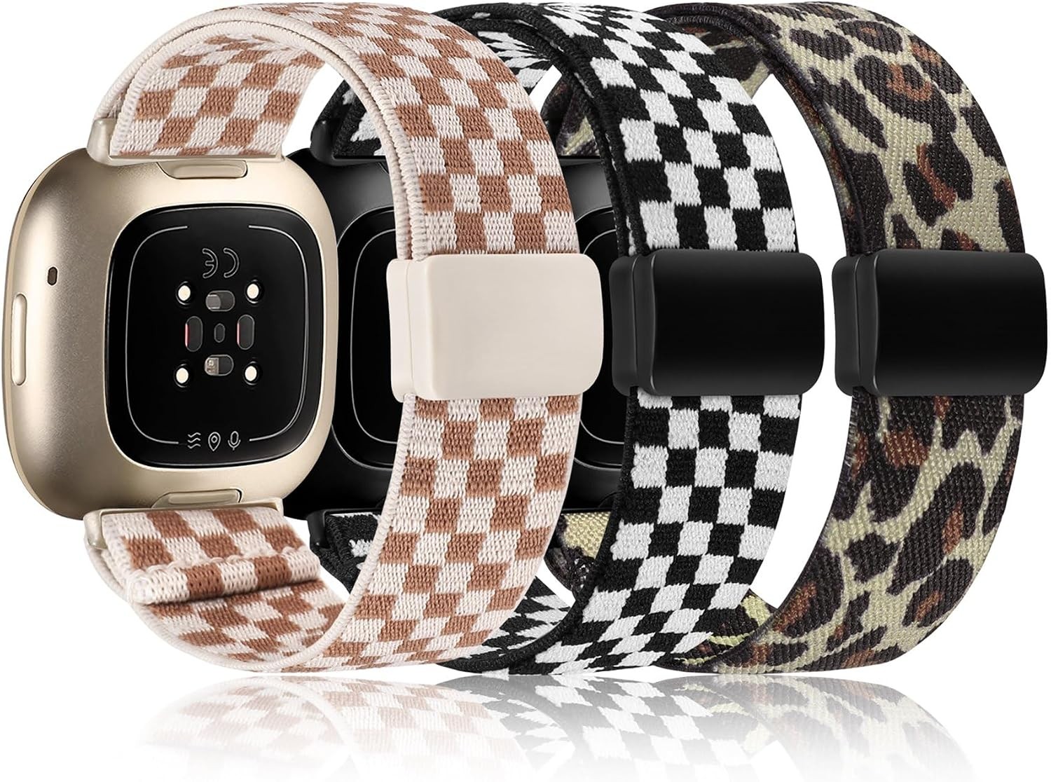 3 Pack Magnetic Stretchy Strap Compatible with Fitbit Versa 4/Sense 2