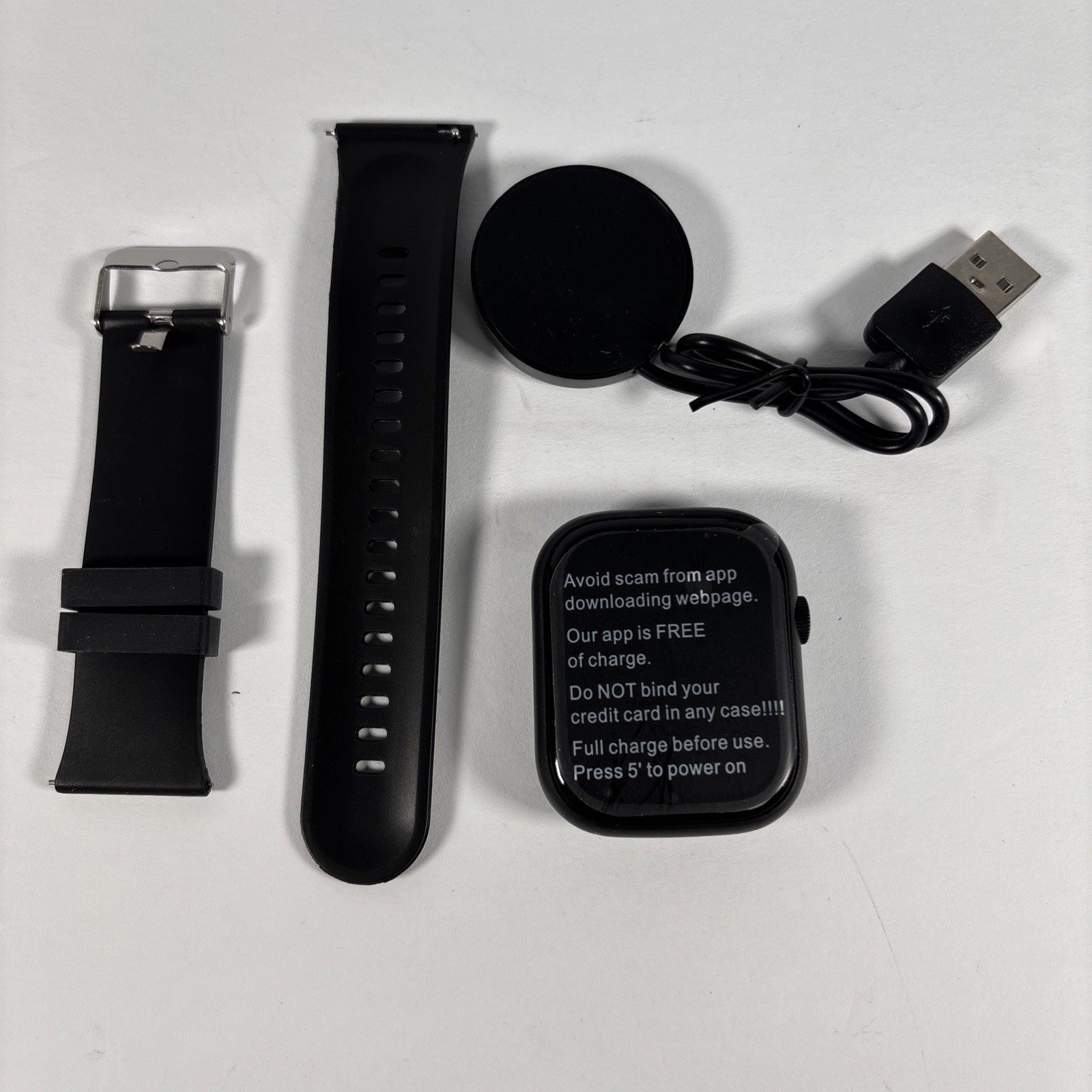 Smart Watch Black Silicone Band Touchscreen