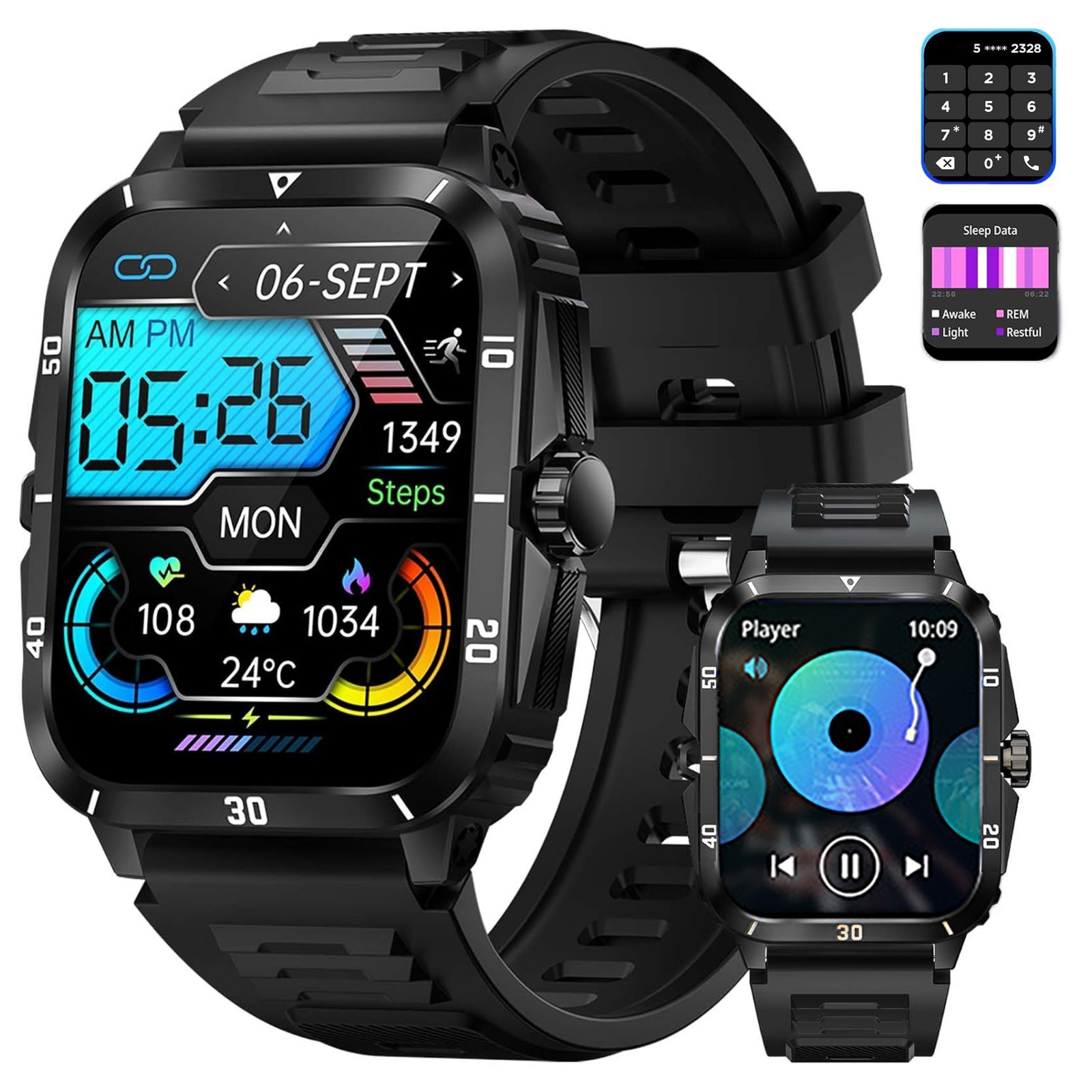 🔥Smart Sportwatch For Men/Women, Waterproof Smartwatch Bluetooth iPhone Samsung