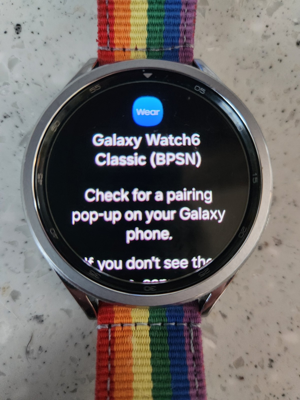 Samsung Galaxy Watch 6 Classic 47mm Silver LTE Rainbow Nylon Band w/ Screen Prot