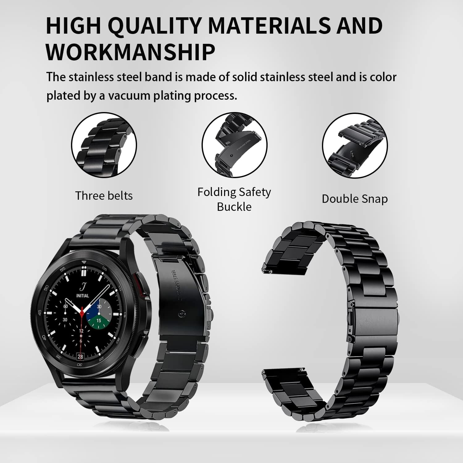 For Samsung Galaxy 5 Pro (45 mm) Watch Stainless Steel Casual Sport Strap Band