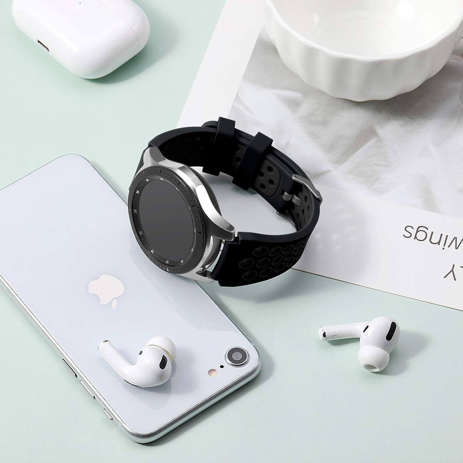 22mm Silicone Watch Only Strap in Anthracite for Samsung Galaxy Watch 46mm,