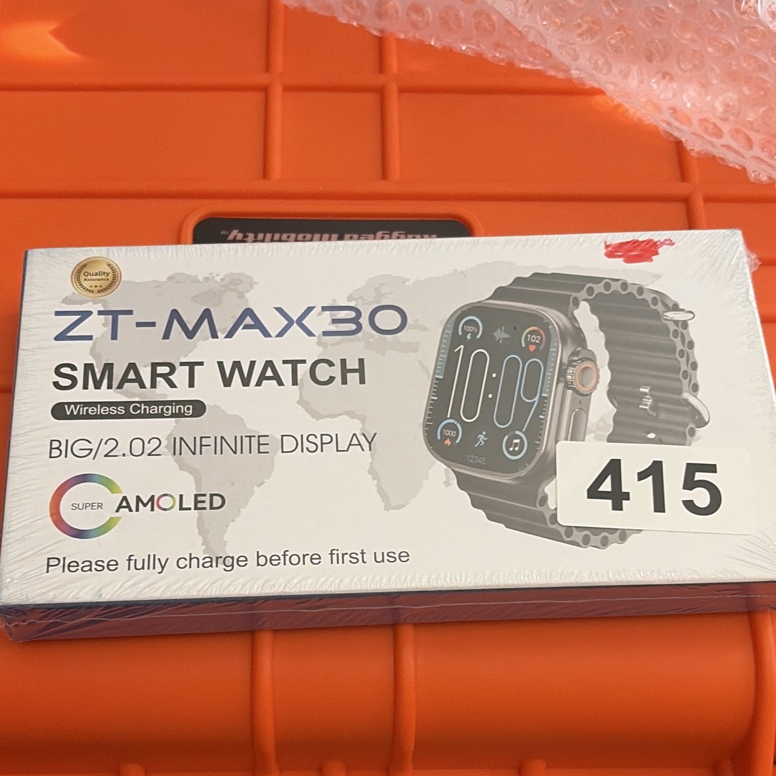 ZT ZT-MAX30 2.02in AMOLED Wireless Charging Black Silicone Band iOS/Android