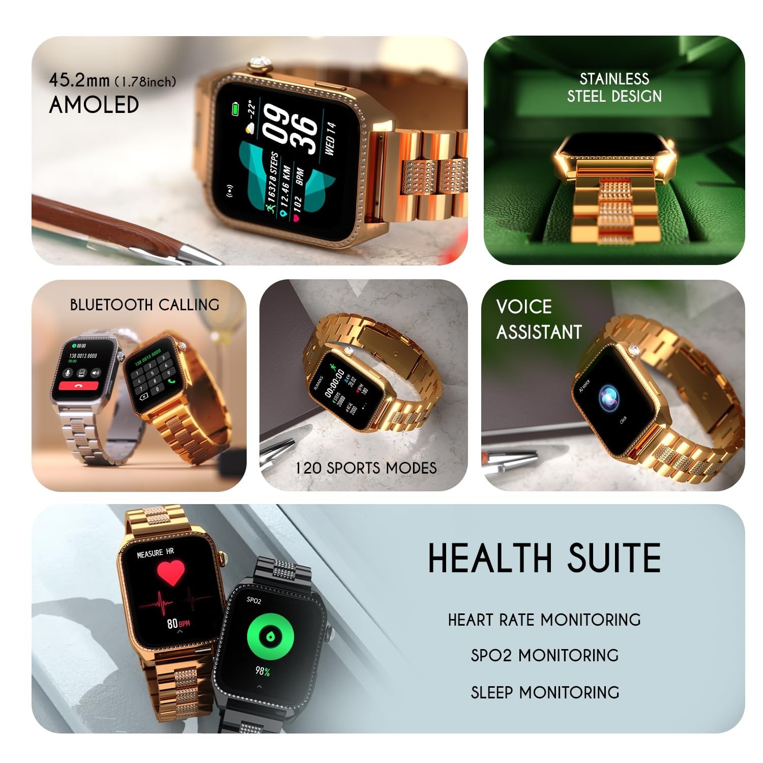 Fire-Boltt Xelor Stainless Steel Smart Watch. 1.78″ AMOLED | Bluetooth Calling