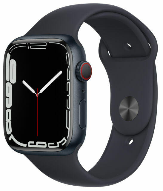 Apple Watch Series 7 45mm Aluminum Case with Sport Band – Midnight, Regular (GPS