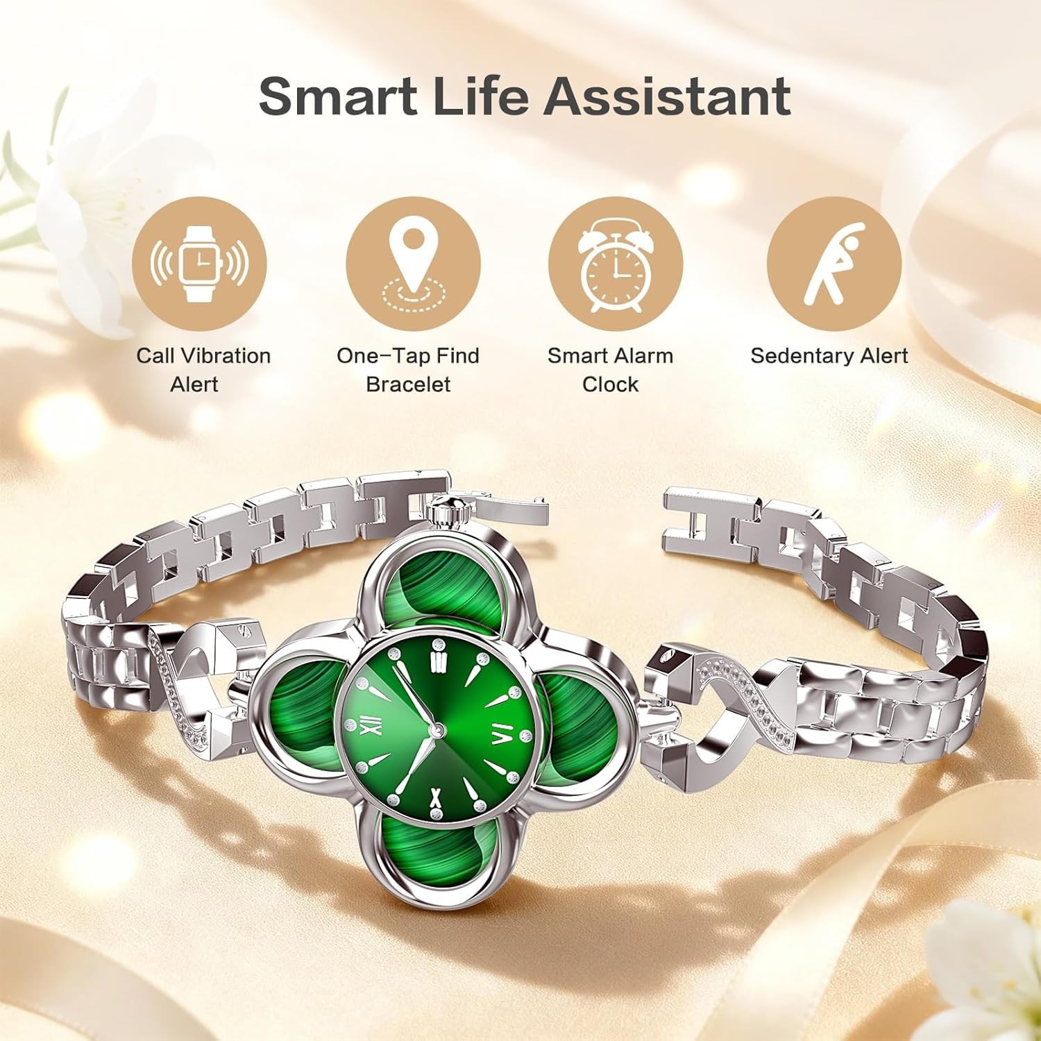 Energy Port Smart Bracelet with heart rate monitorGreen Lucky Clover Smart Brace