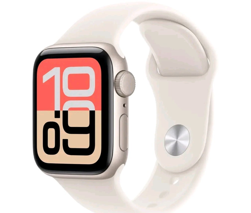 Apple Watch SE 3 40mm GPS Starlight Aluminum Case w Sport Band S/M MEH34LW/A