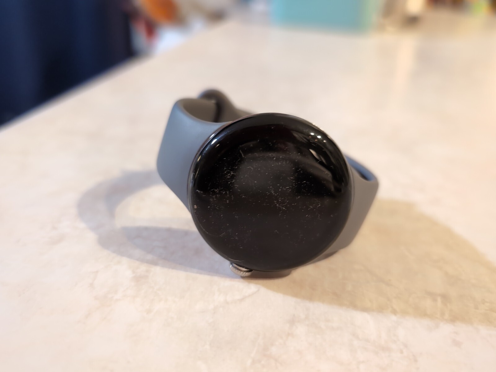 Google Pixel Watch 41mm Polished Silver & Charcoal Band FOR PARTS
