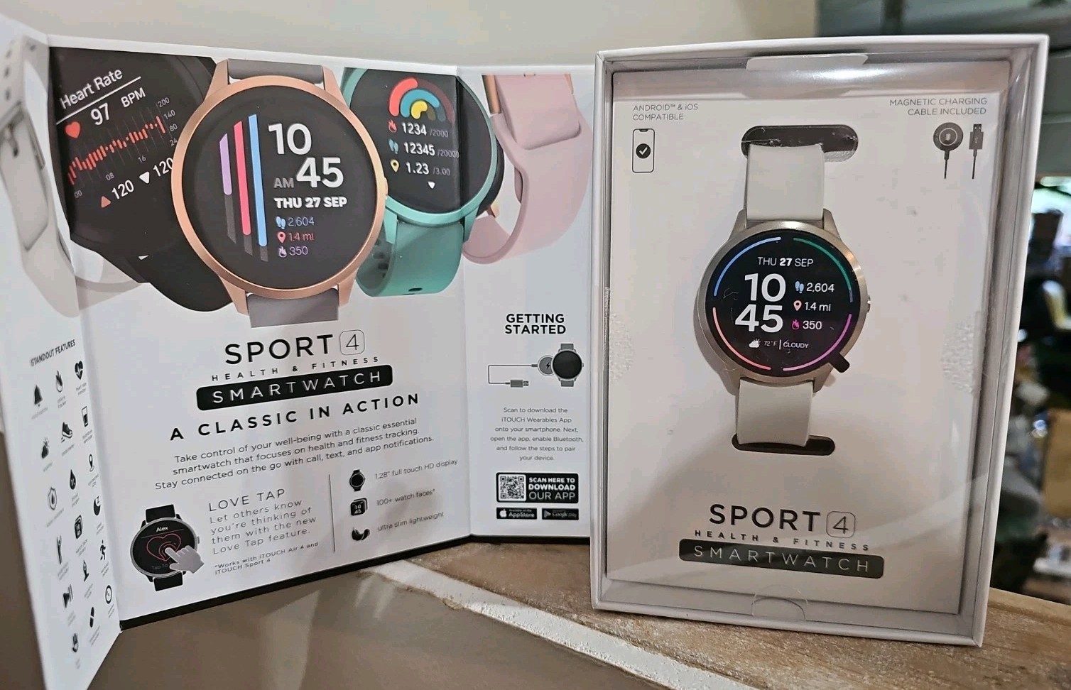 iTouch Sport 4 Health & Fitness Smartwatch | 43mm Titanium