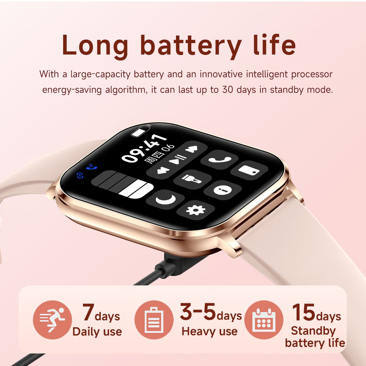 Women Smart Watch 1.82″ HD Touch Screen Bluetooth Call IP68 Waterproof Rose Gold
