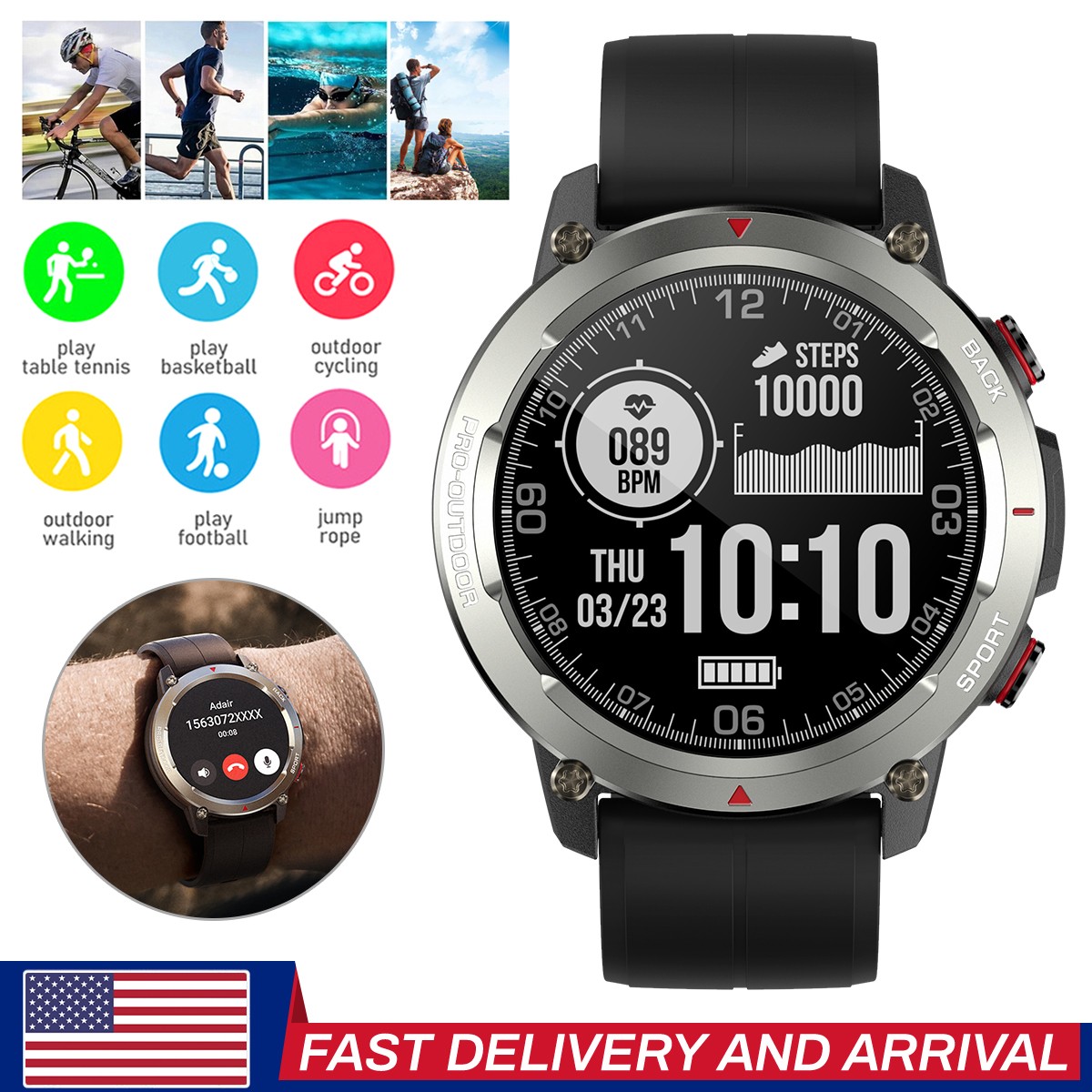 FT53 Smartwatch IP68 1.43″ AMOLED HR 30m Waterproof BT Call for Android/iOS