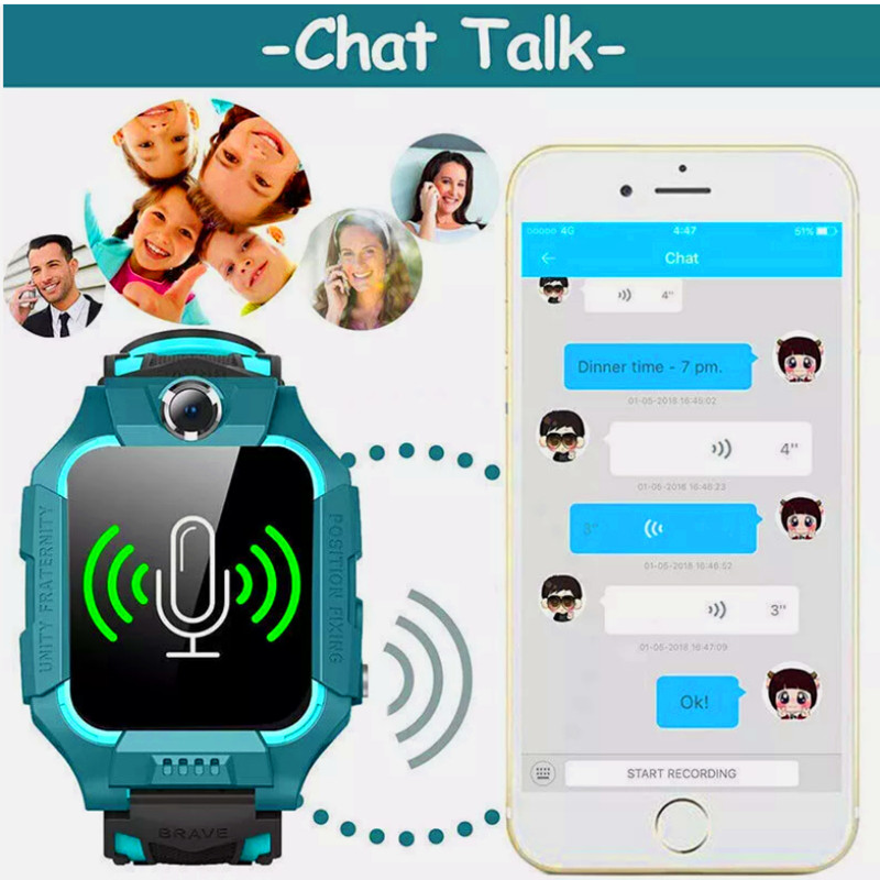 Kids Smart Watch Camera GPS Tracker SOS Call Phone Watches For Boys Girls Black