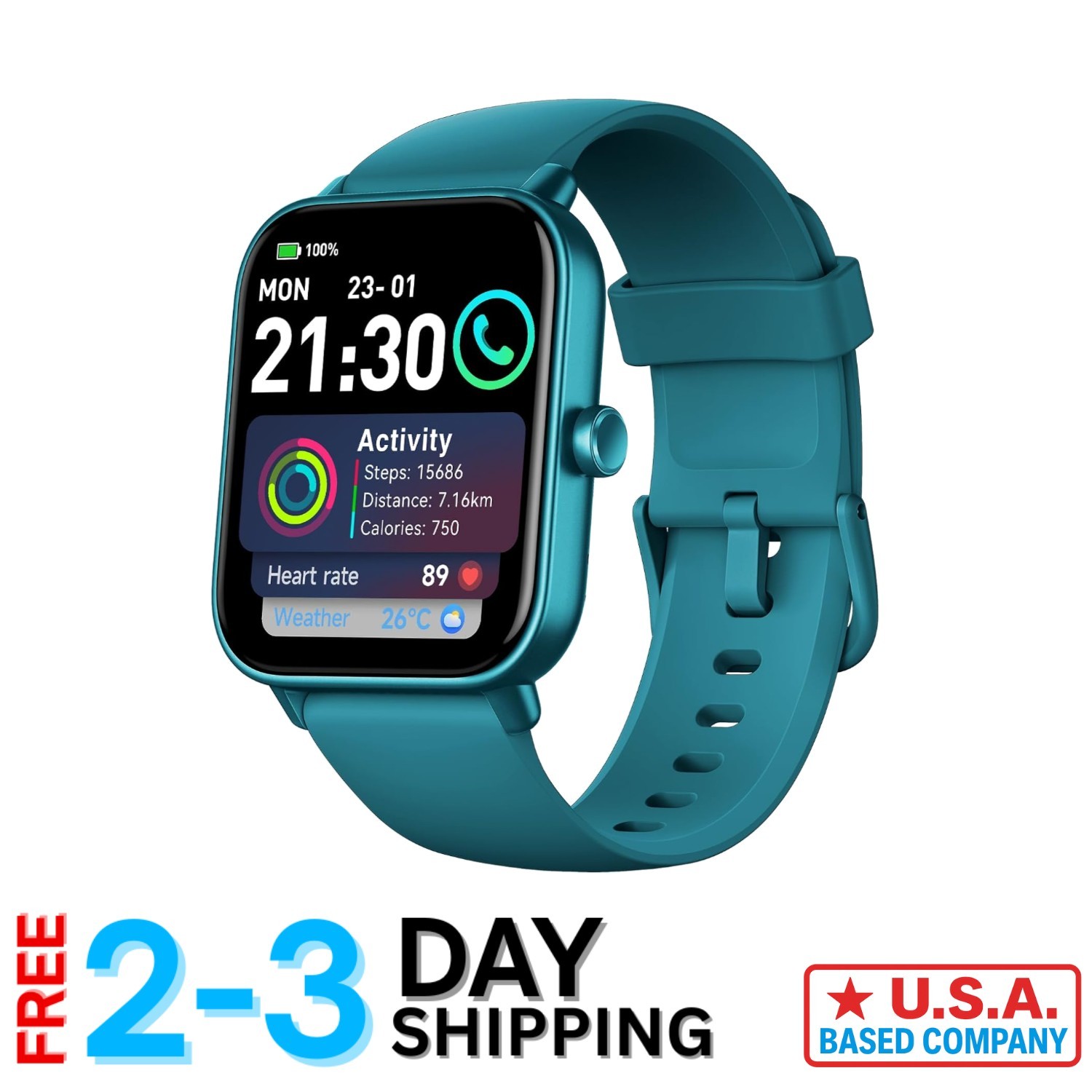 1.8” HD Smart Watch with Alexa & Waterproof Fitness Tracking for All
