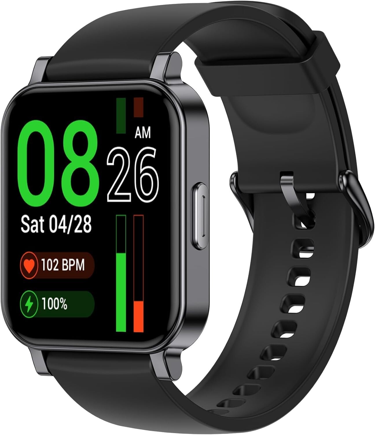 Unisex Smart Watch Fitness Features 42Mm Full Touch Screen Waterproof Black