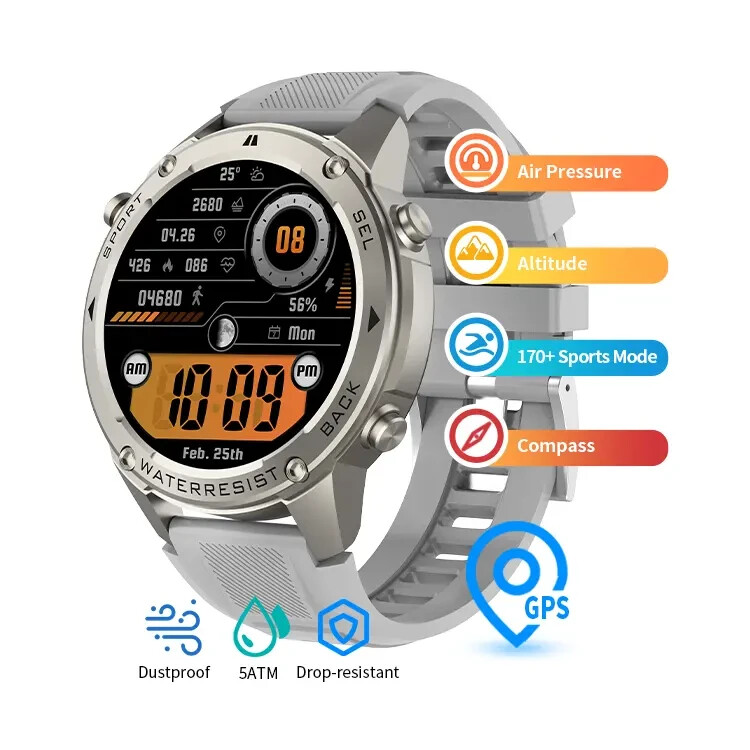 DM56 Smart Watch 1.43 Inch Full Touch Screen GPS Compass 5AT, MEJOR RELOJ.