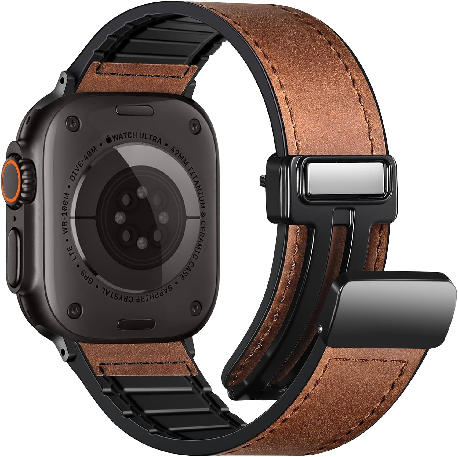 Genuine Leather Strap Compatible with Apple Watch Ultra 49mm 45mm