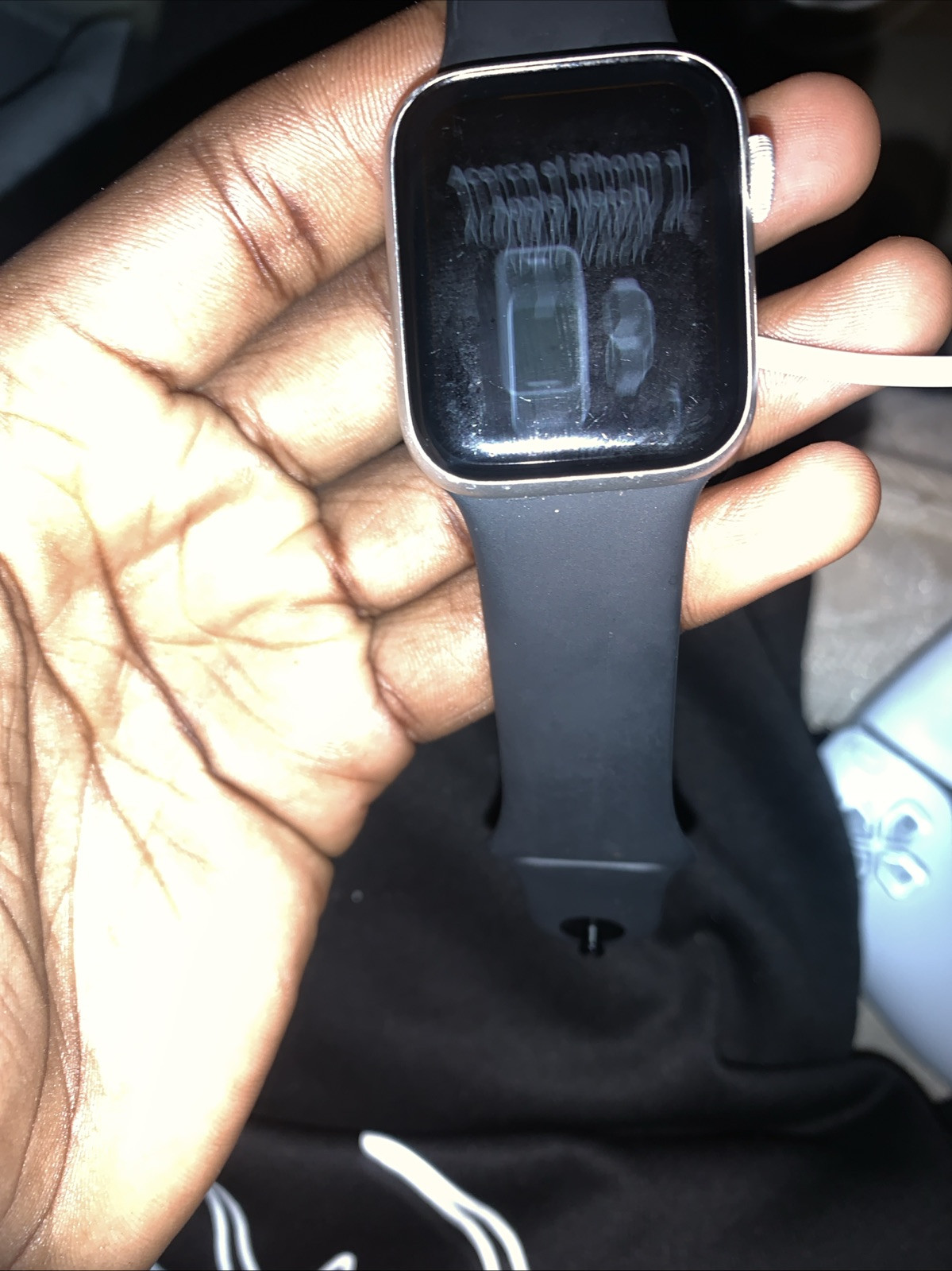 Apple Watch Series 5 44mm Space Gray Aluminum Case with Black Sport Band – S/M &