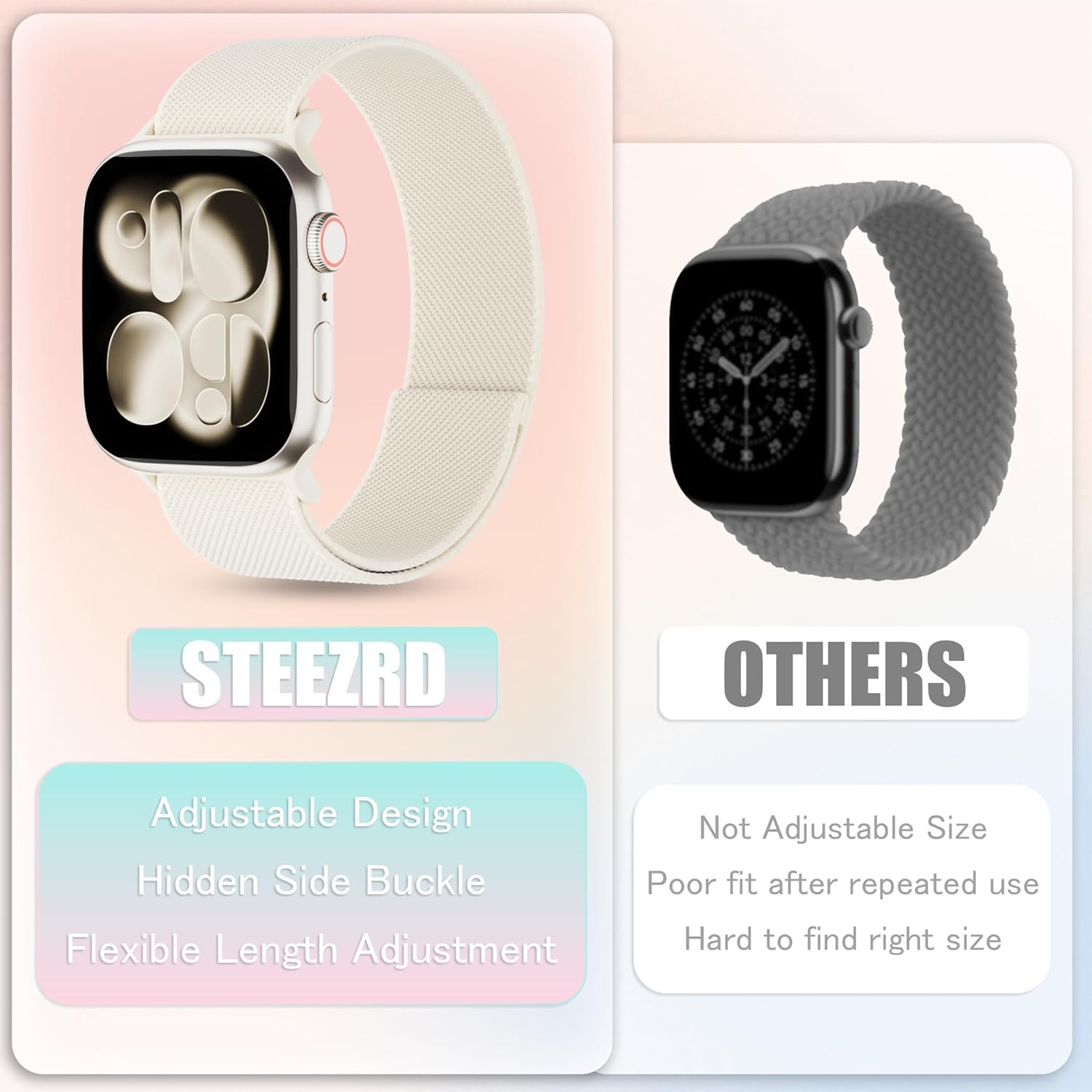 Adjustable Soft Nylon Strap Compatible with Apple Watch Series 11/10 38mm-49mm