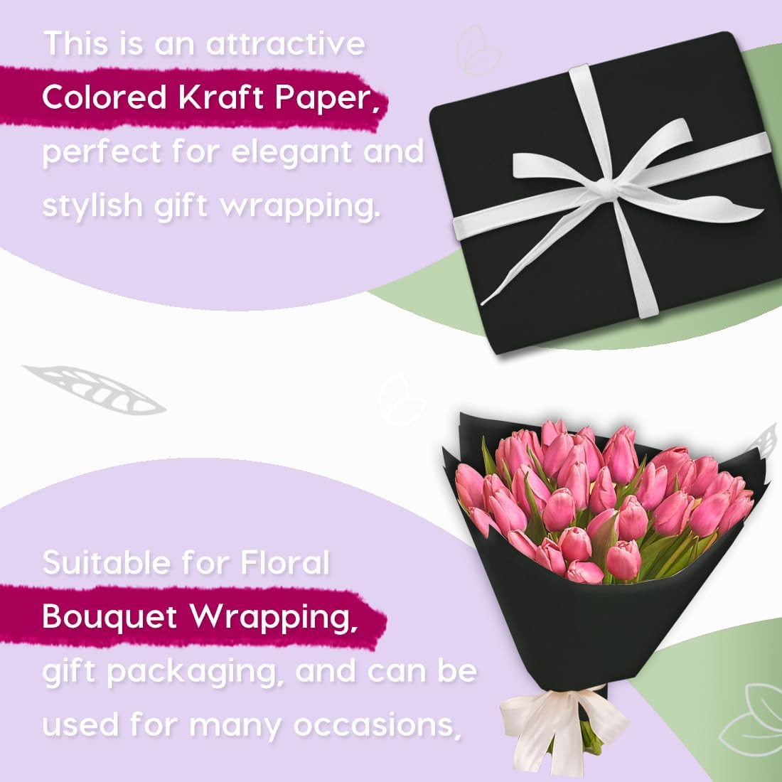 Black Wrapping Paper 17.8″ x 760″ (63′) Kraft Craft Paper Roll for Gift Bulletin