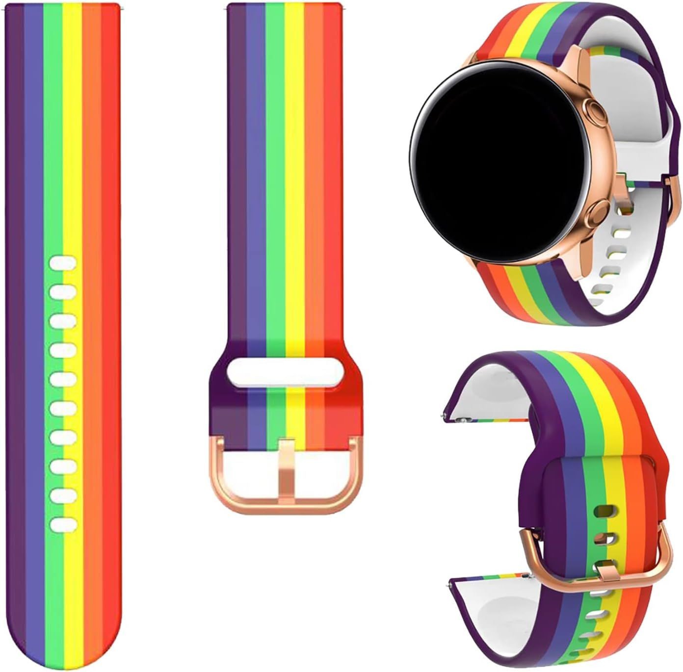 Rainbow Silicone Wristband for Samsung Galaxy Watch Active 40mm/44mm Smartwatch
