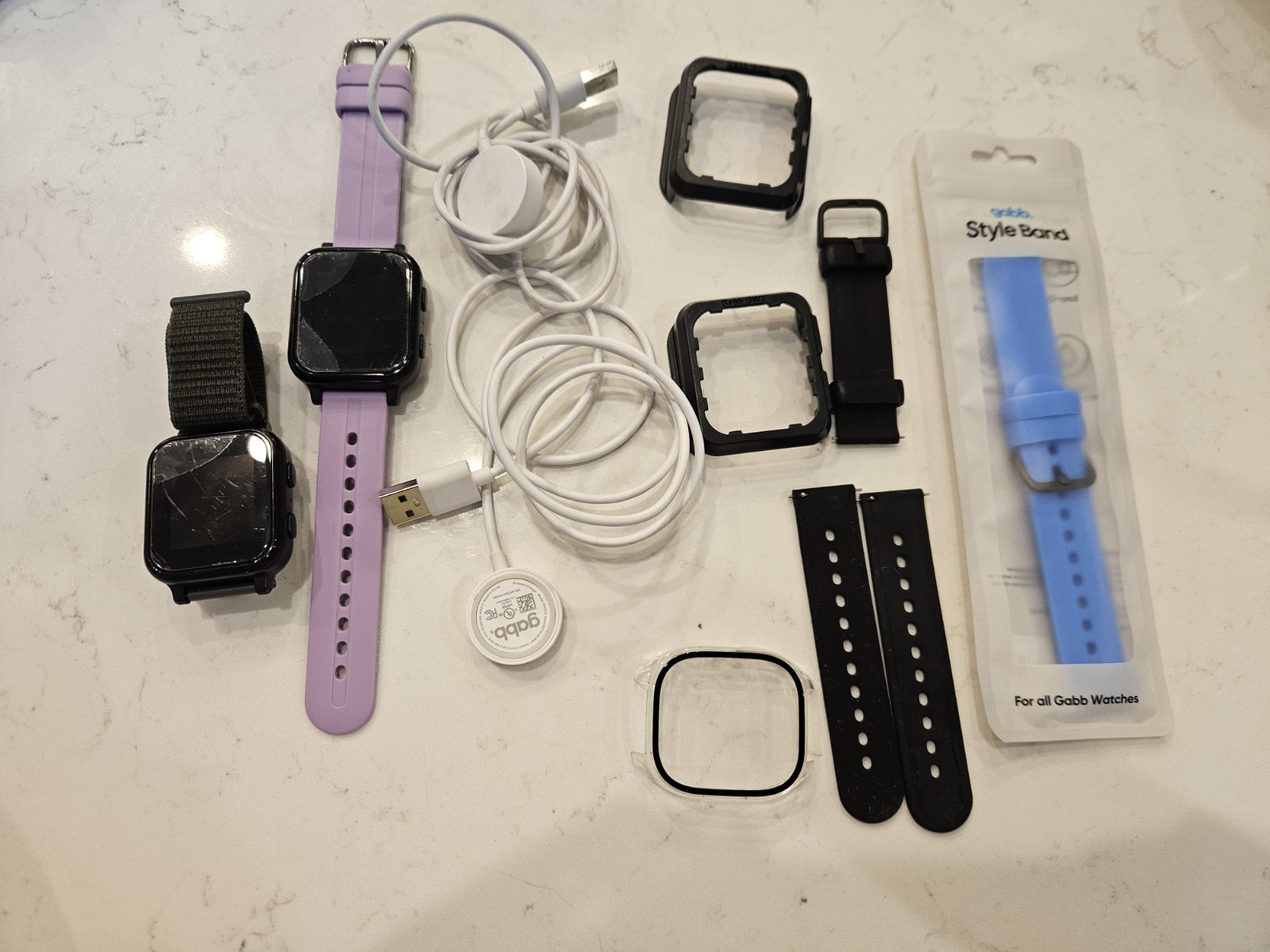 Gabb Smartwatch 3: Two Watches (For Parts Only), 2 Chargers, Brand NEW Band