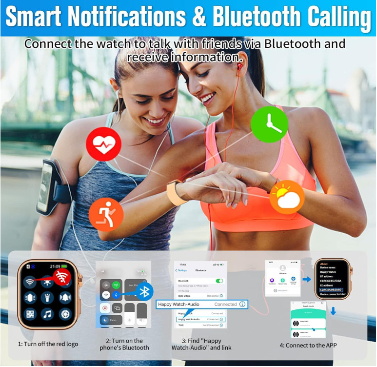 Reloj Inteligente De Pulsera Con Bluetooth Para Hombre Y Mujer Android IOS NUEVO