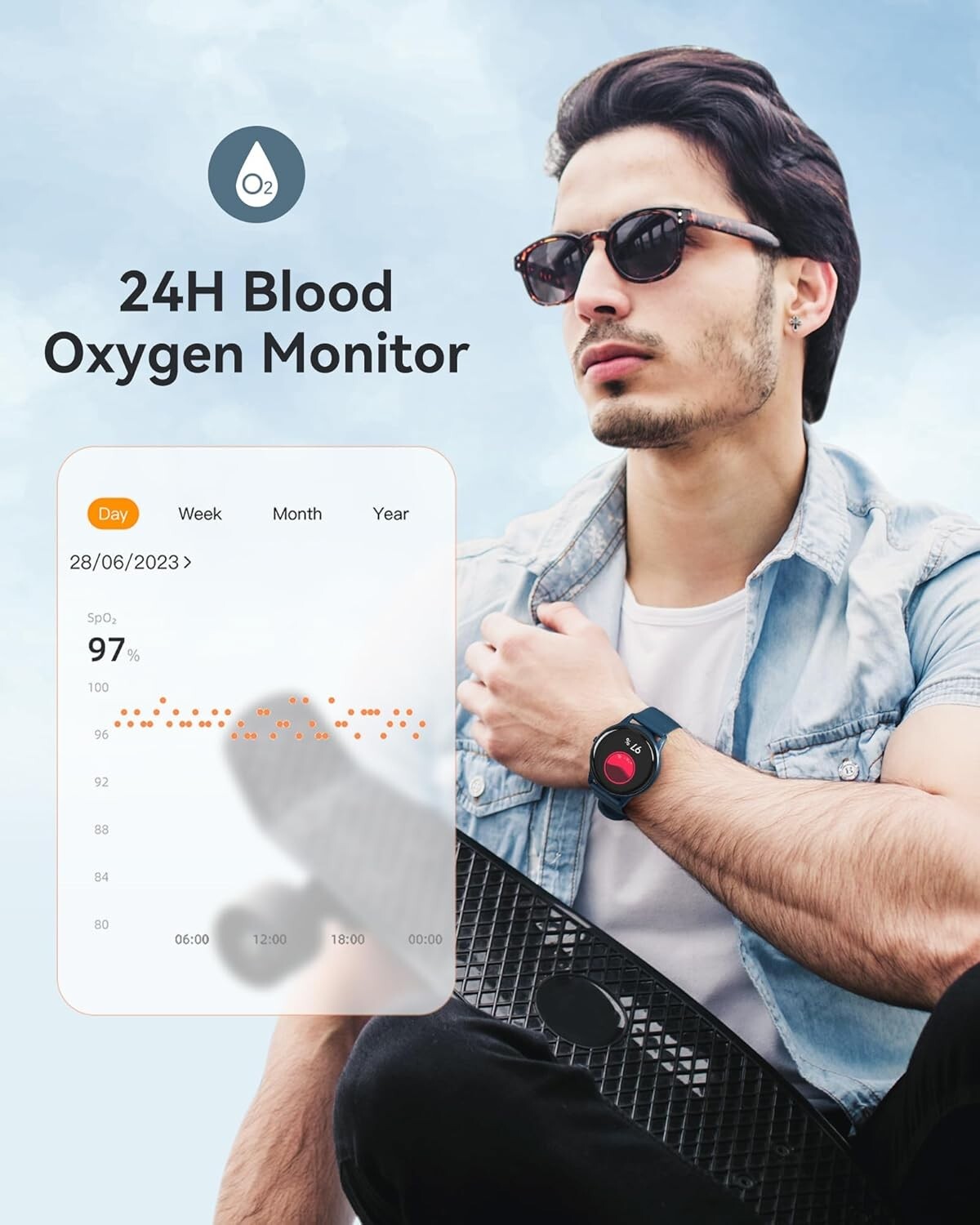 AGPTEK LW11 Smart Watch Waterproof Pulse SpO2 24H Health Monitor & Smart Remind