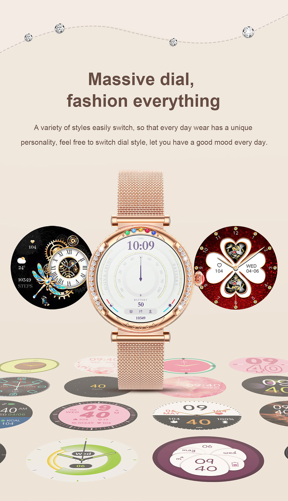 Smart Watch for Girls Women Sleep Monitor Wrist Watch Sports Fitness Tracker