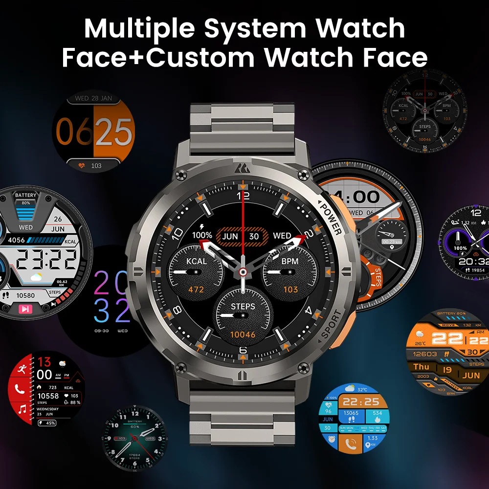 KOSPET TANK T2 Smartwatch AMOLED GPS Call 5ATM AOD Fitness Tracker