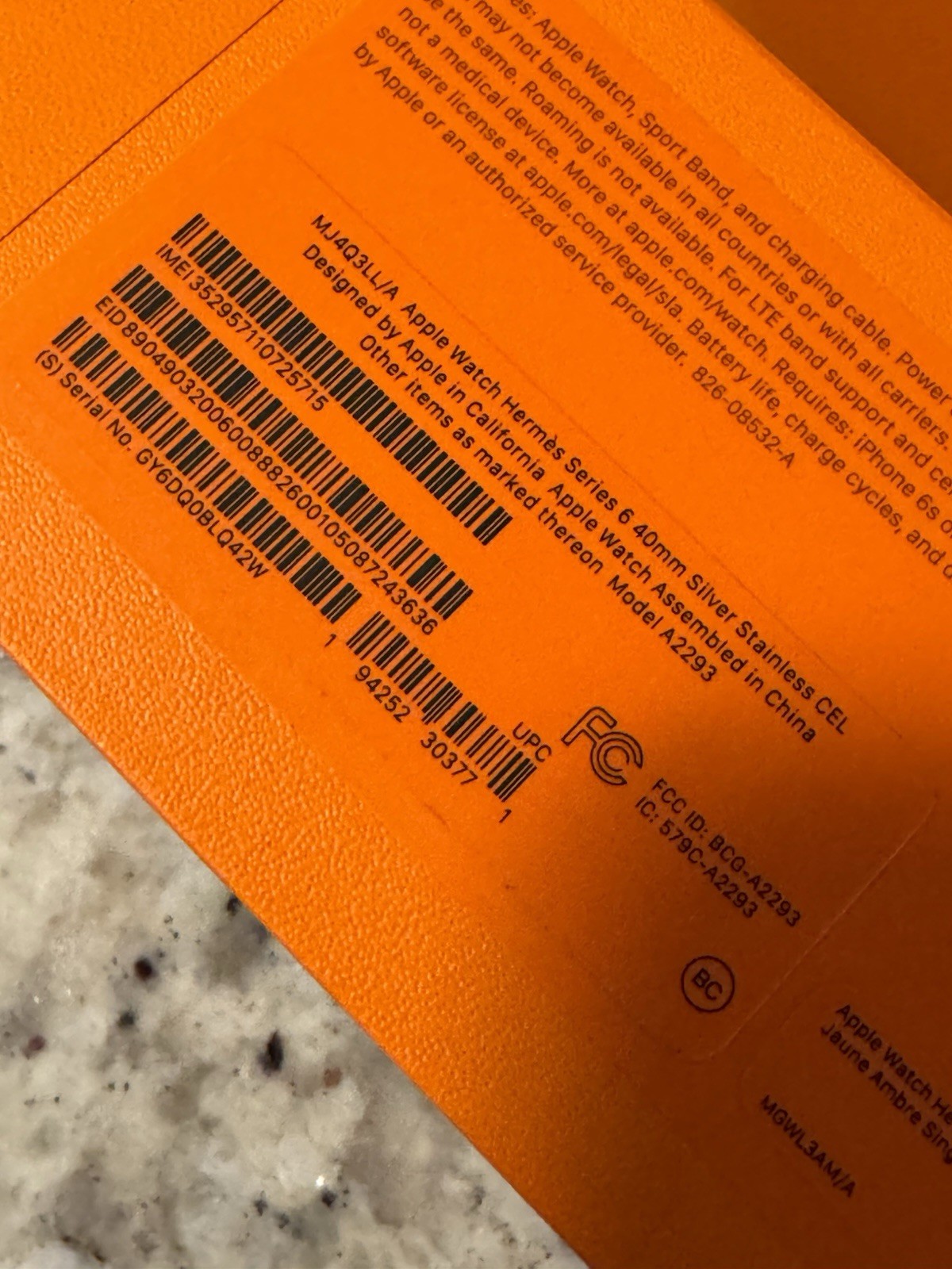 Hermes Series 6 Stainless Steel 40mm Apple Watch Cellular GPS Orange Sport Band