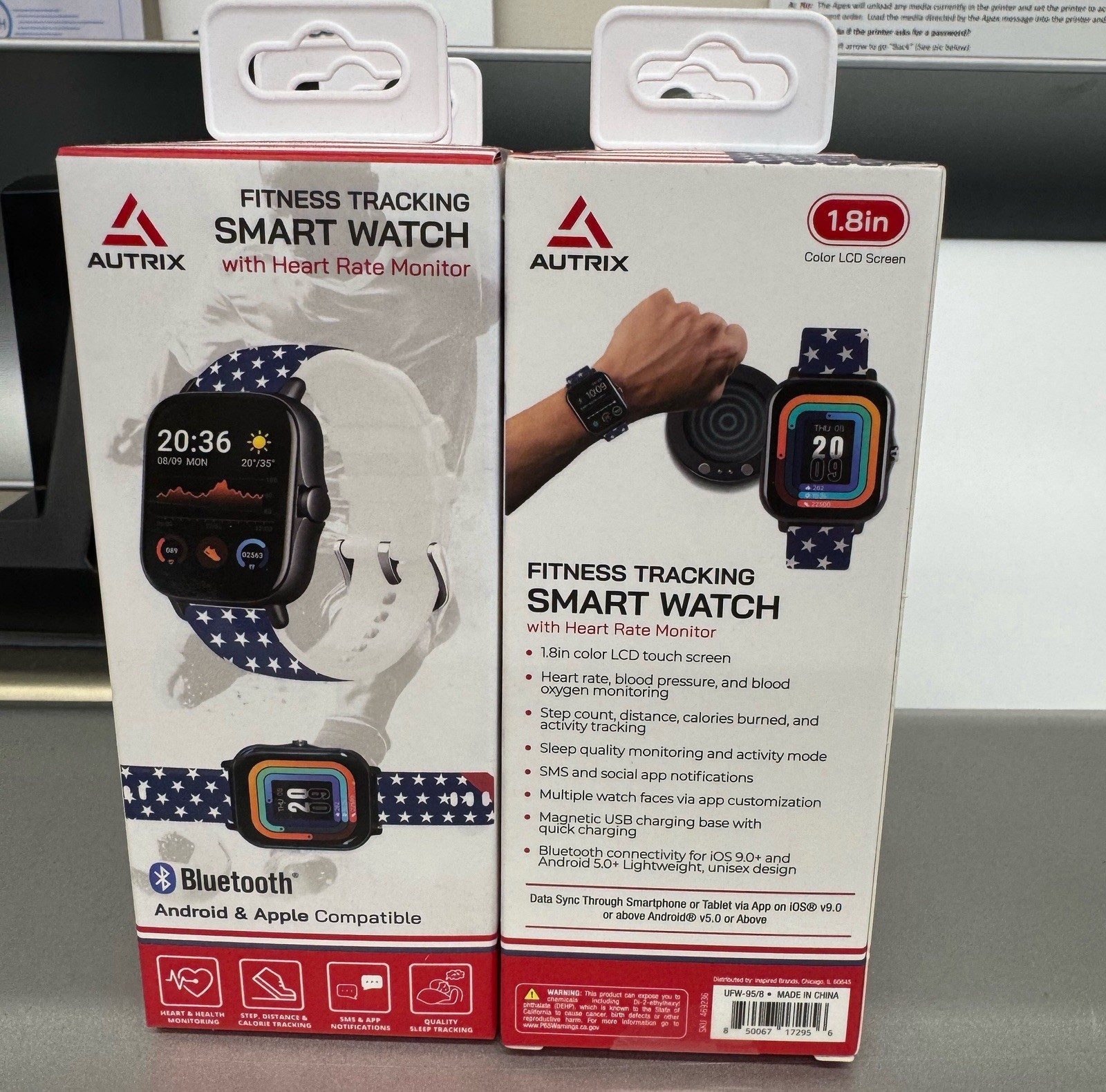 Autrix Fitness Tracking Smart Watch With Heart Rate Monitor 🇺🇸Style Band CS