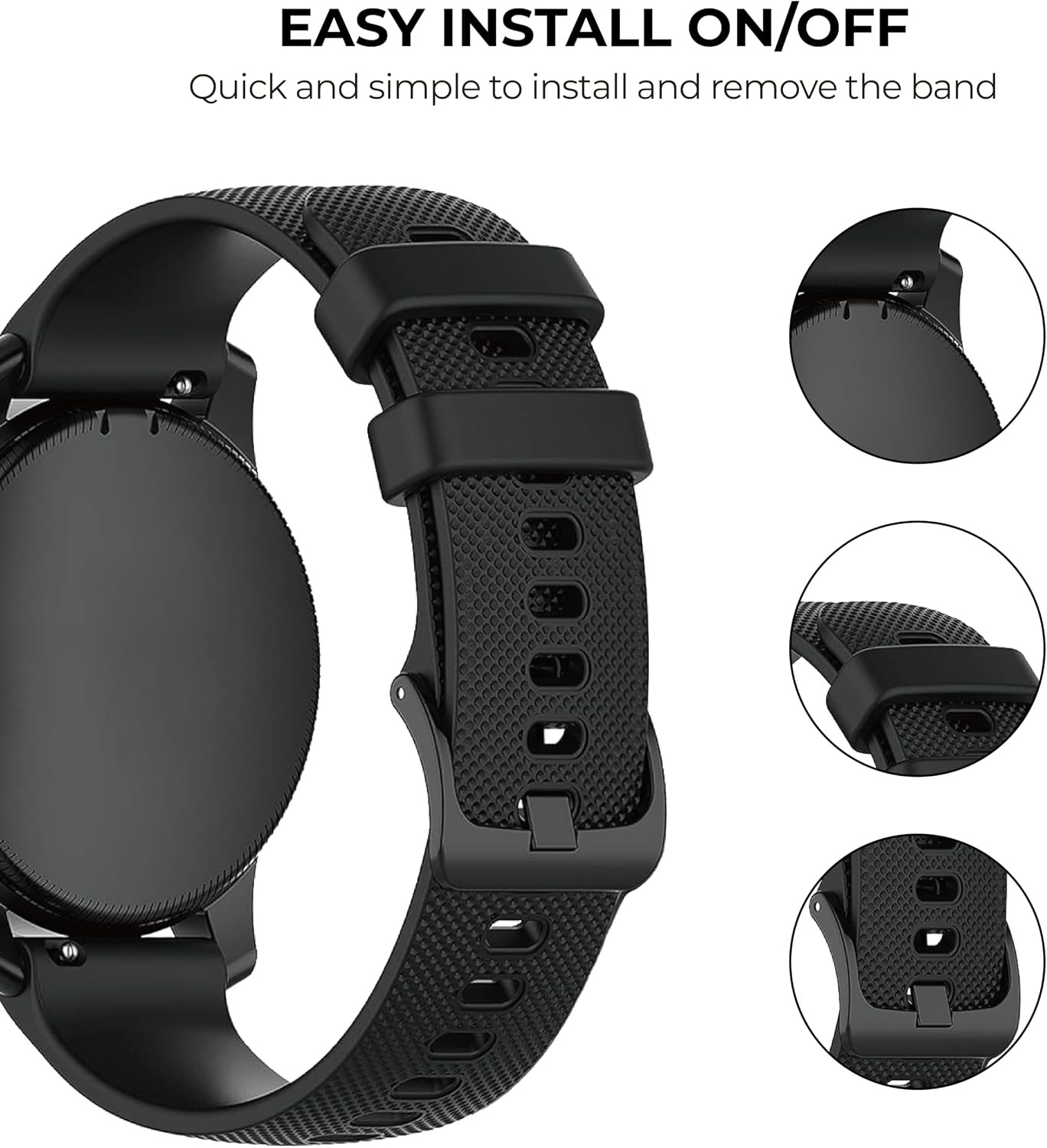 2 Pack Soft Silicone Strap Compatible with Garmin Vivoactive 4S 18mm