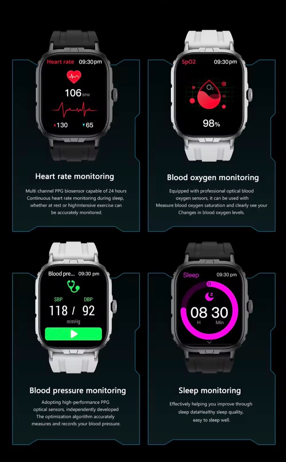 M106 Smart Watch Sports BT Calls Heart Rate Fitness Multi Sports Monitor