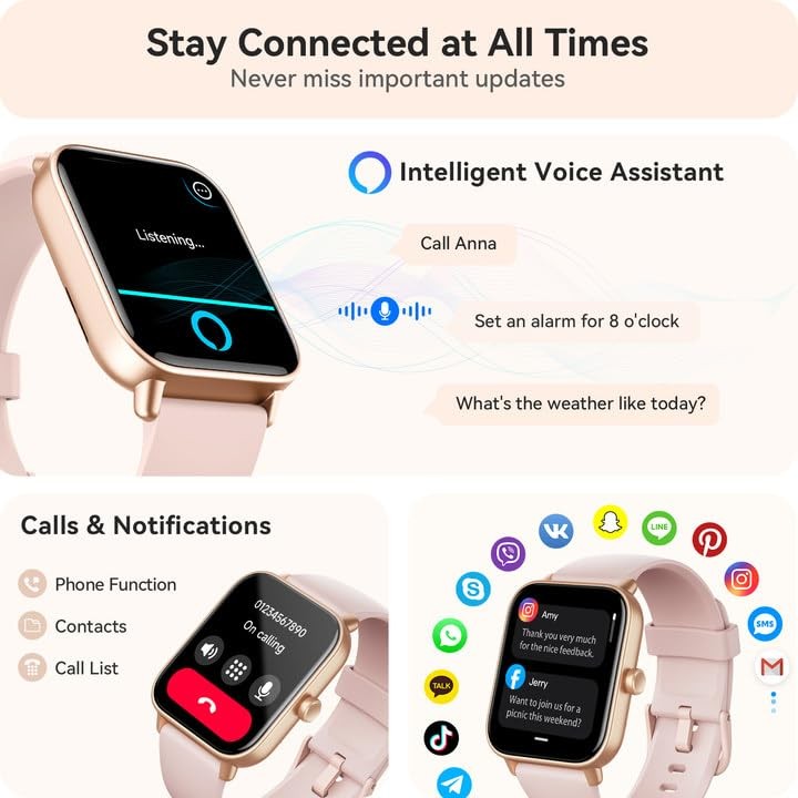 Smart Watch for Women Android & iPhone, Alexa Built-in, IP68 Waterproof Activ…