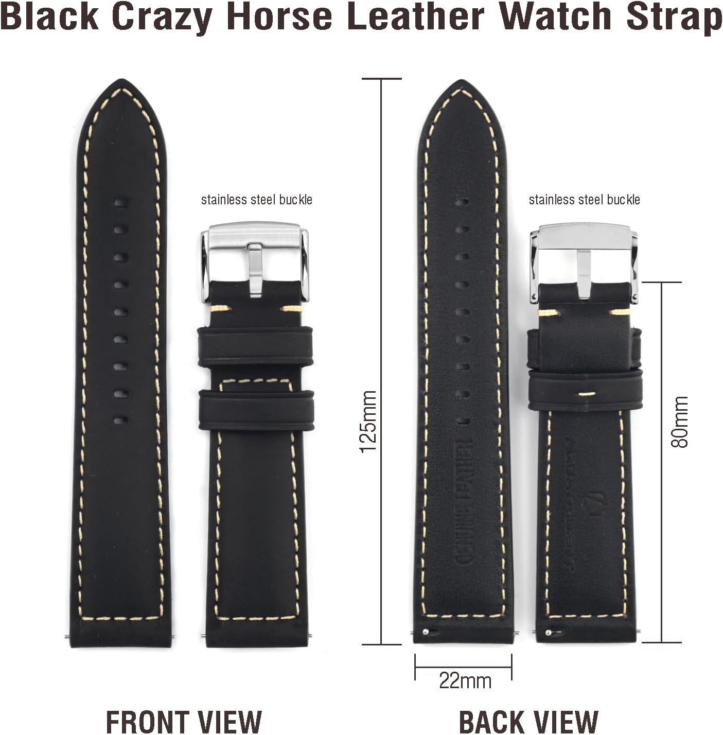 22mm Quick Release Crazy Horse Leather Watch Band for Samsung Gear S3, Premium Q
