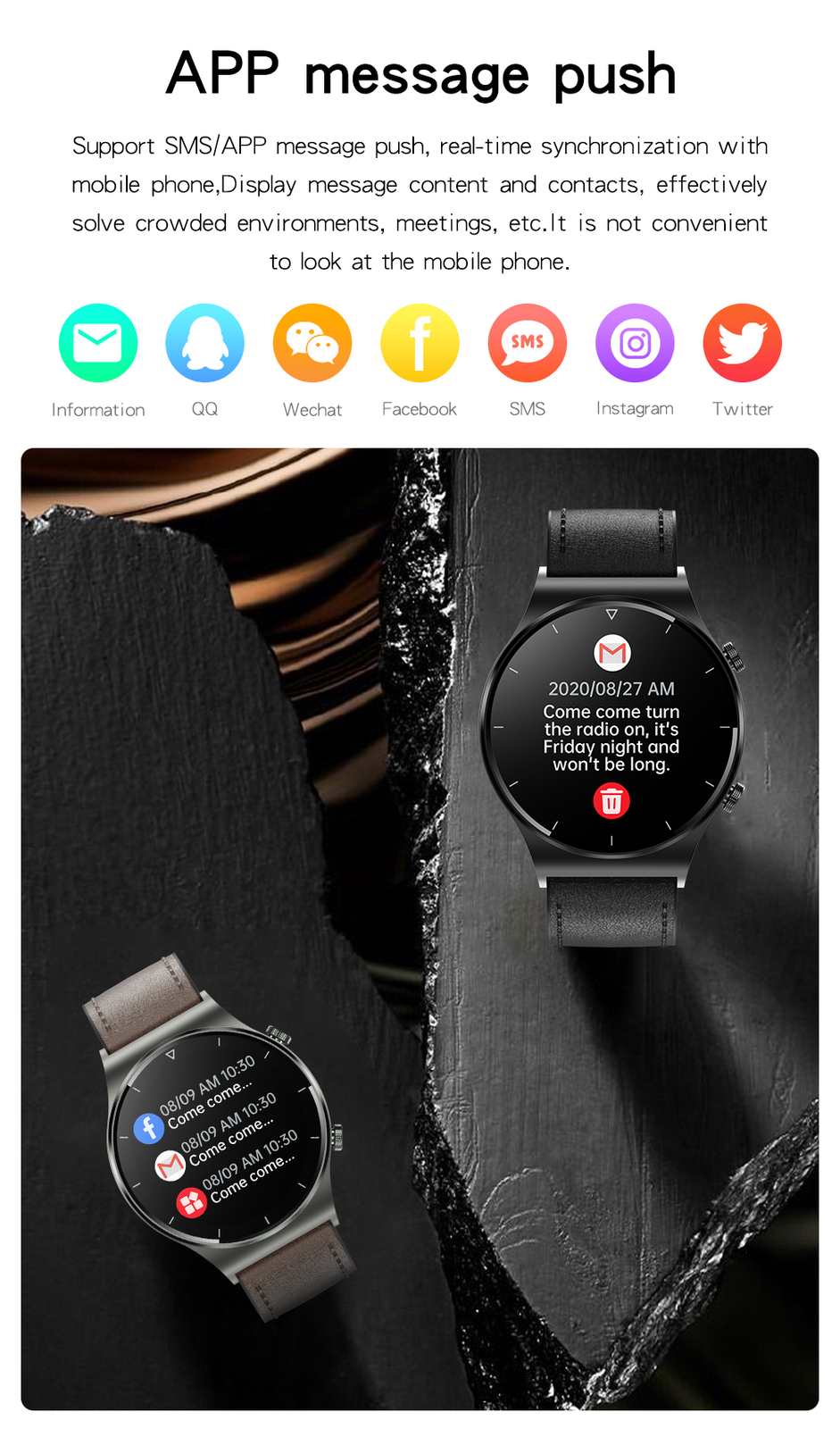 Smart Watch Men Women Sports Fitness Tracker Bluetooth Reminder IP68 Waterproof