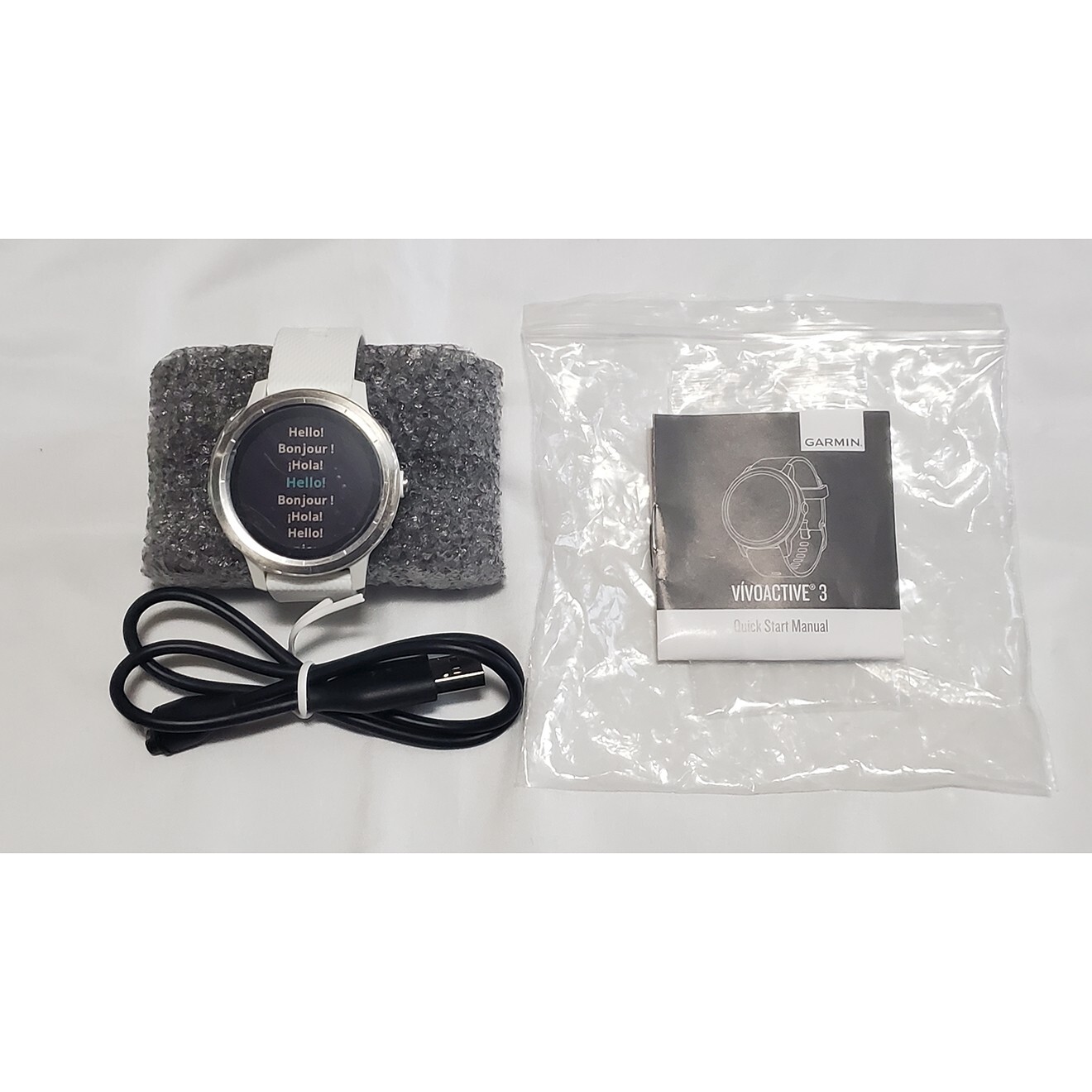 Garmin Vivoactive 3 GPS Smartwatch White Silver Stainless 010-01769-21