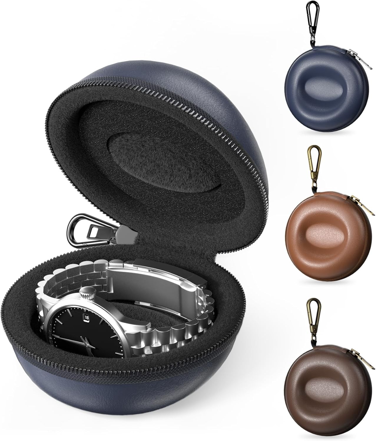Single Watch Travel Case for Luxury & Smartwatches up to 50mm – Navy