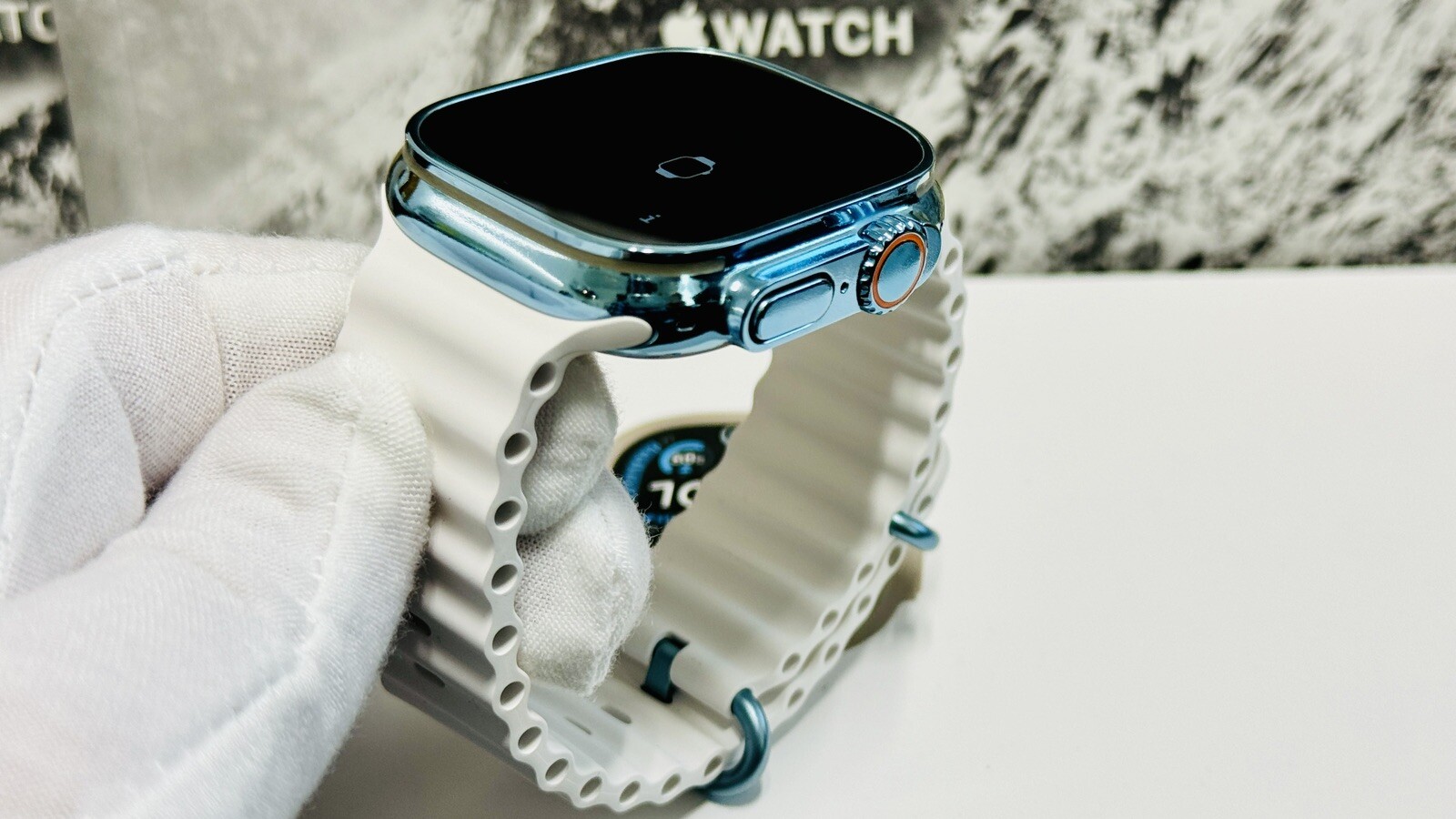 SKY BLUE Apple Watch ULTRA 3 49mm Titanium Custom Polished Anodized White Ocean