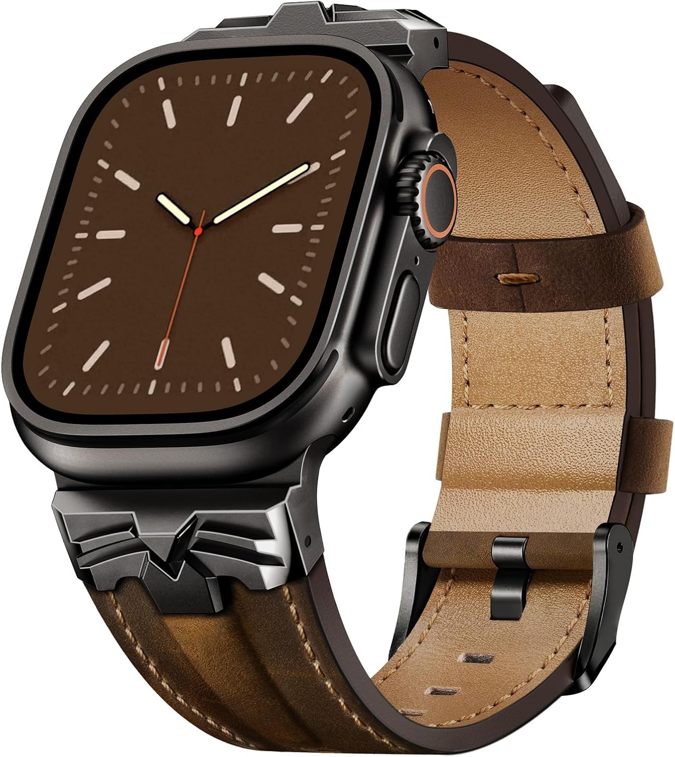 Genuine Leather Band for Apple Watch Ultra 49mm 46mm 45mm, Men’s Replacement Str